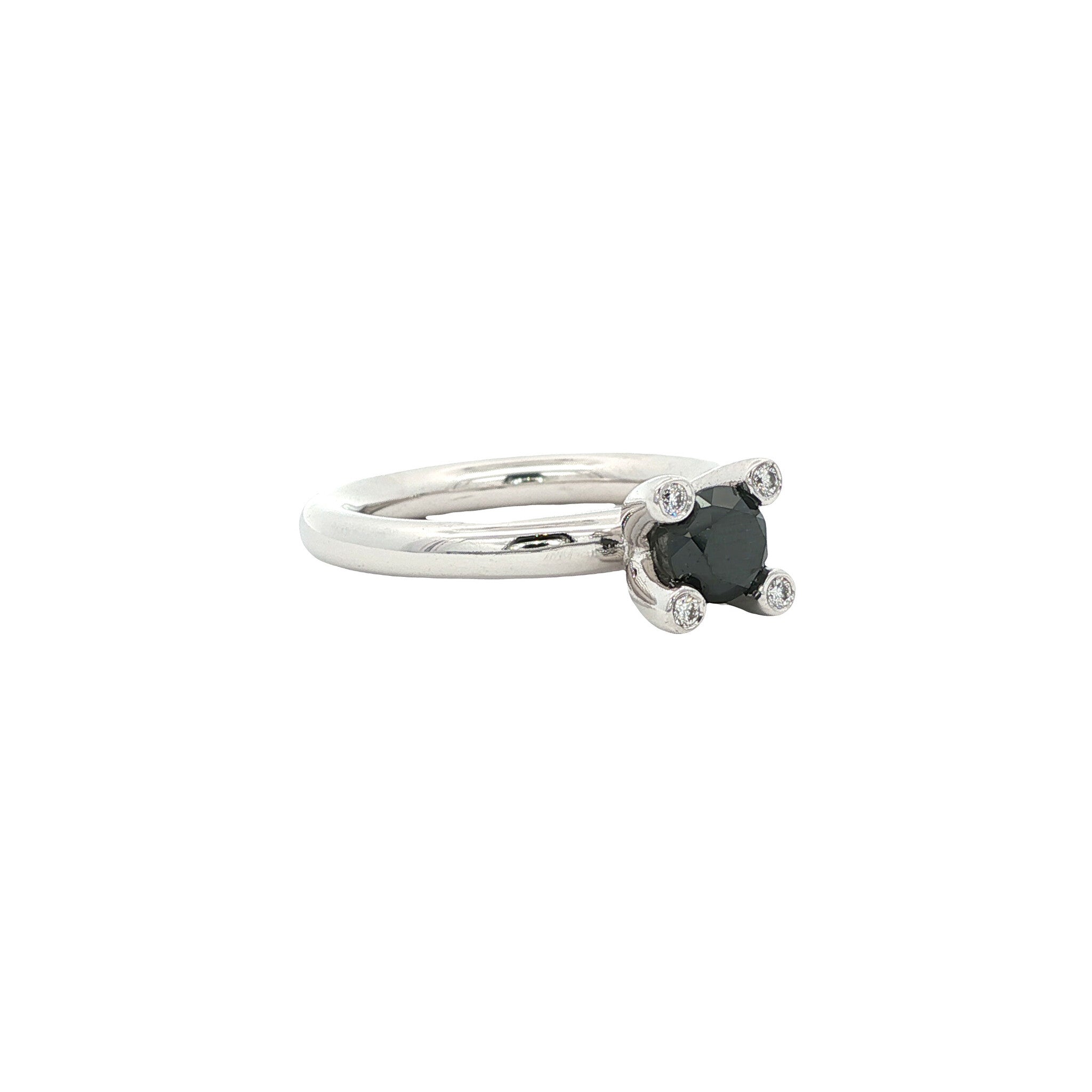 White gold ring with diamond by Bron Jewelry 14 karat
