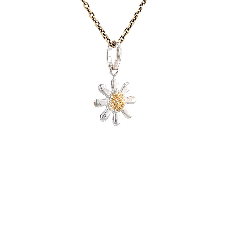 Bicolour gold flower pendant 18 karat
