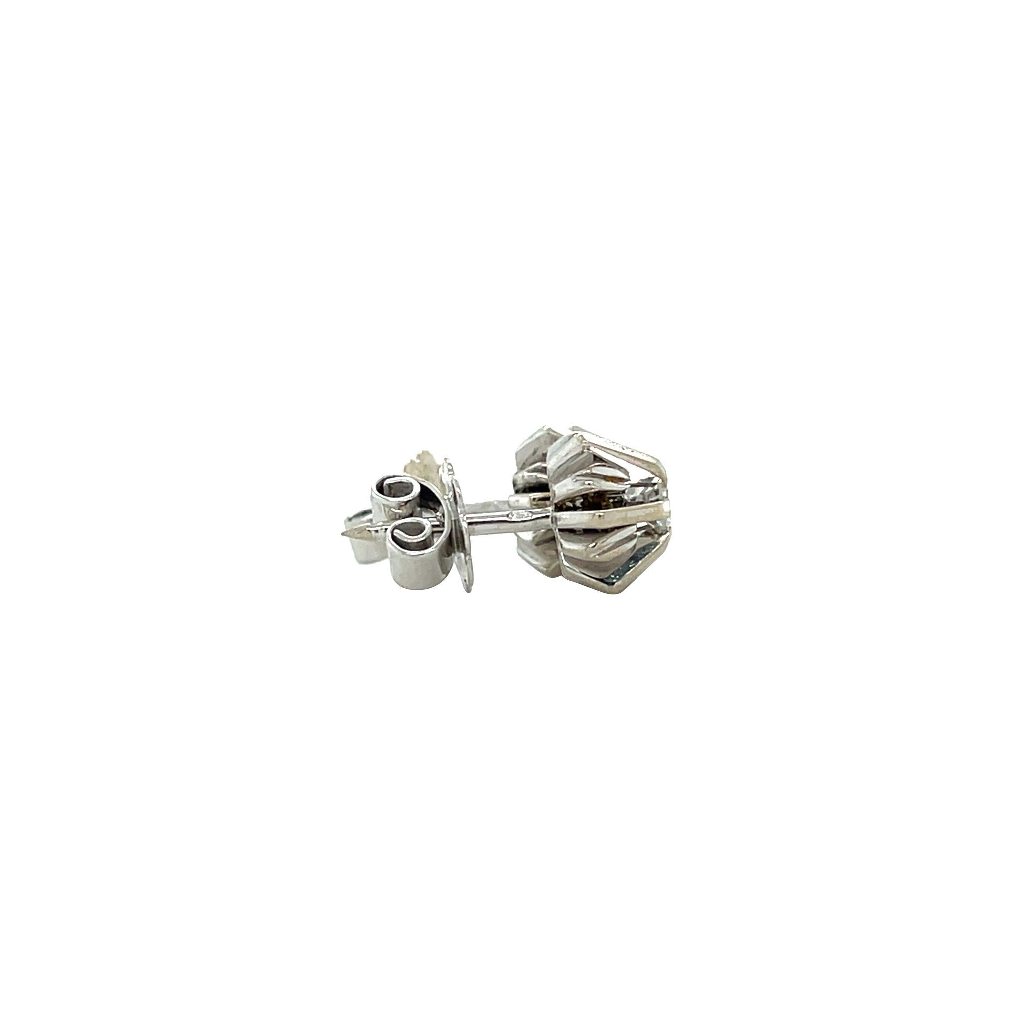 White gold stud earrings with diamond 14 karat