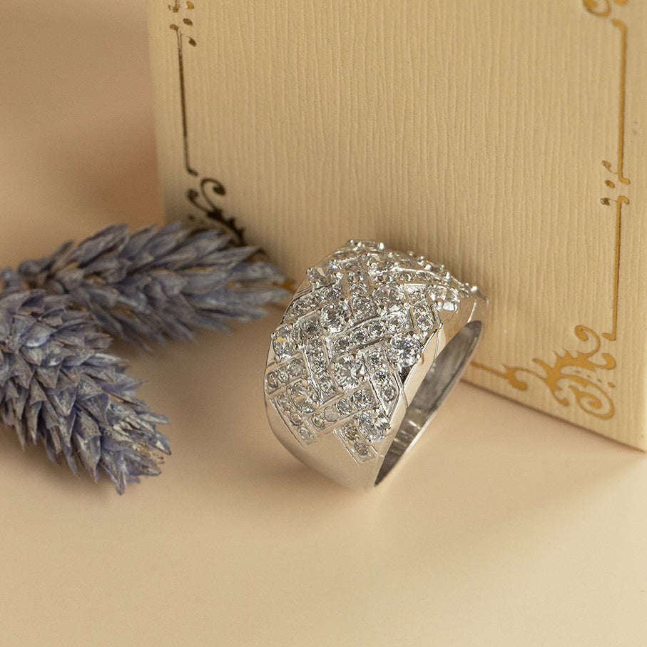 Witgouden ring met zirkonia 14 karaat