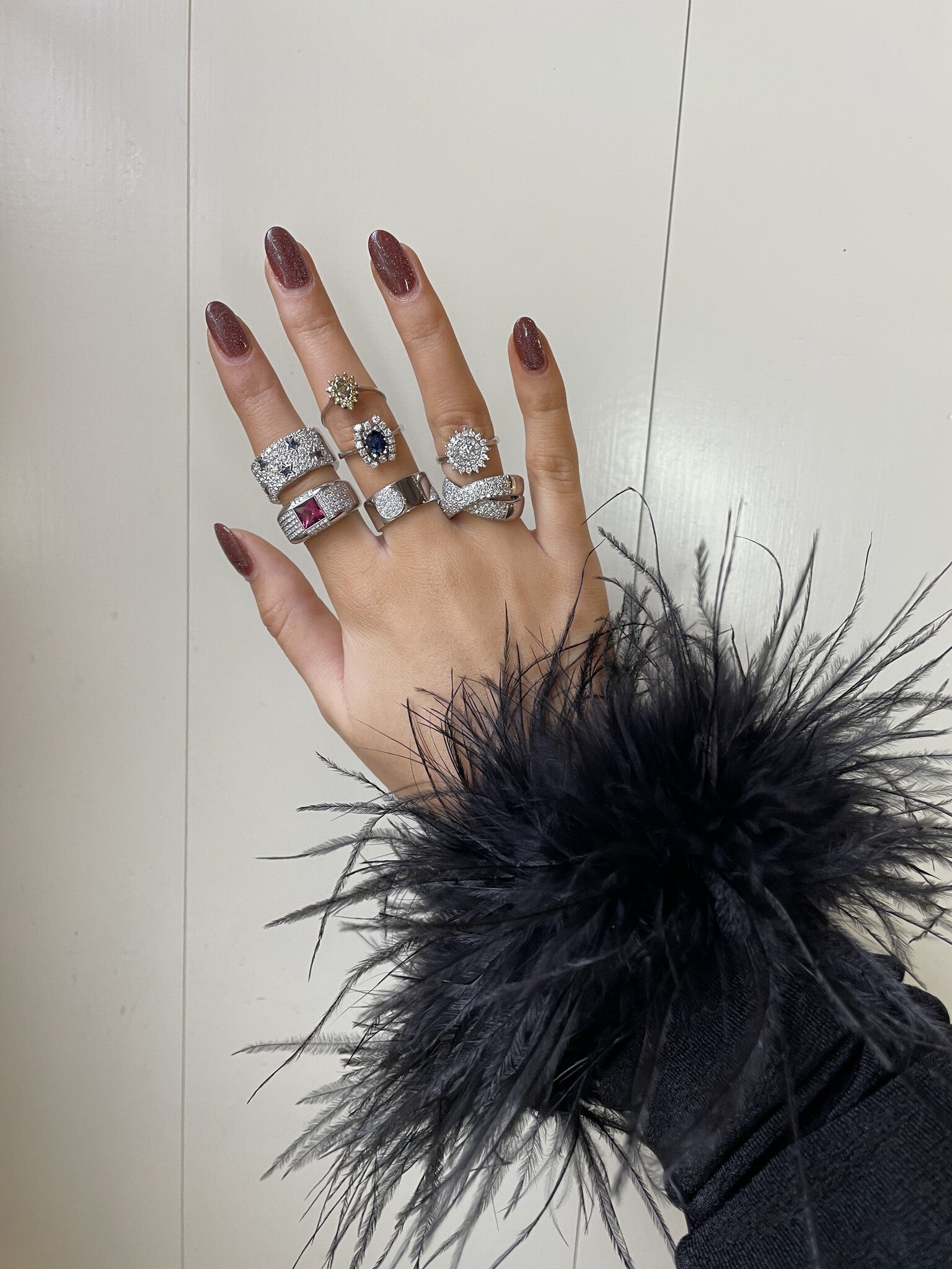 White gold ring with diamond 14 karat