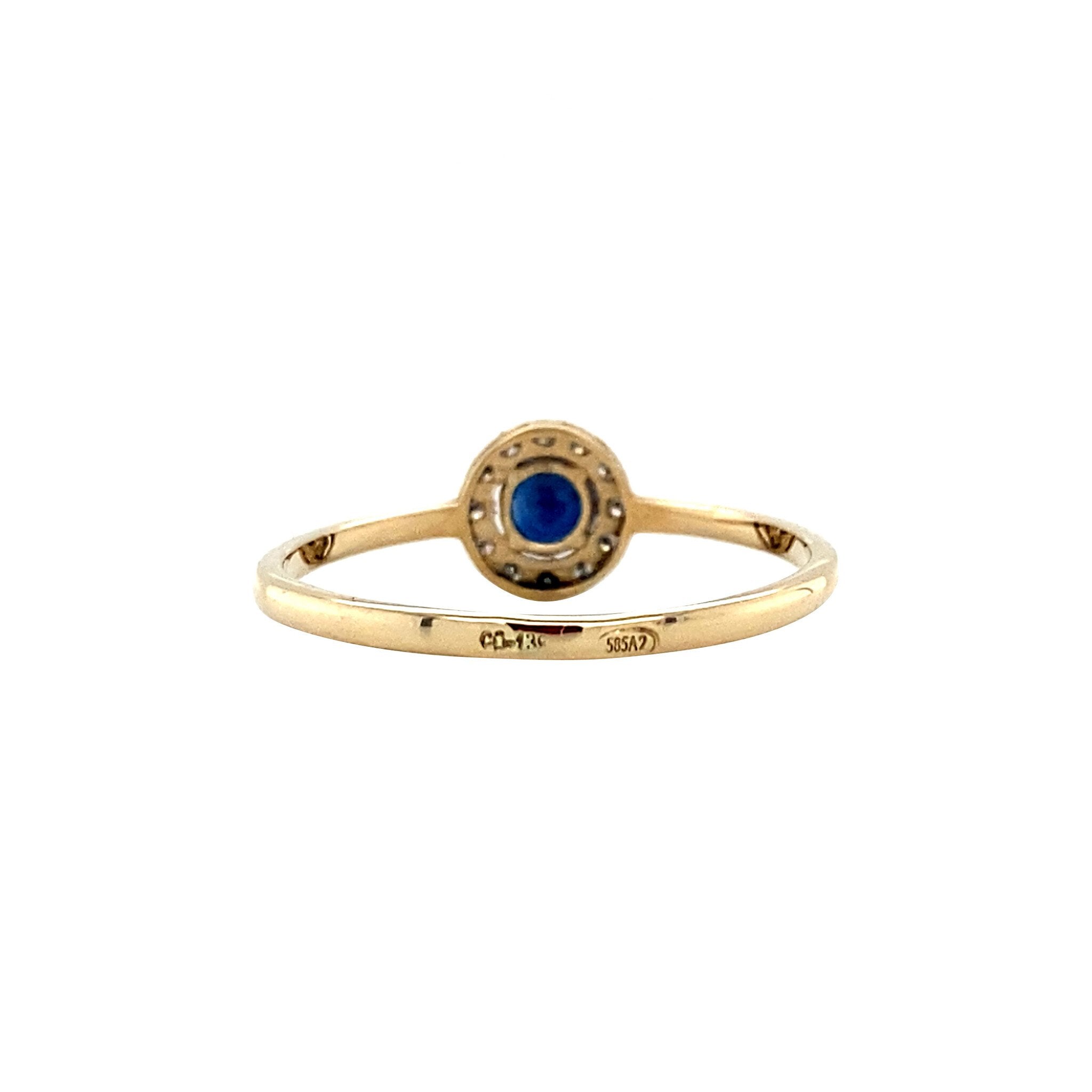 Gold entourage ring with sapphire and diamond 14 karat* New