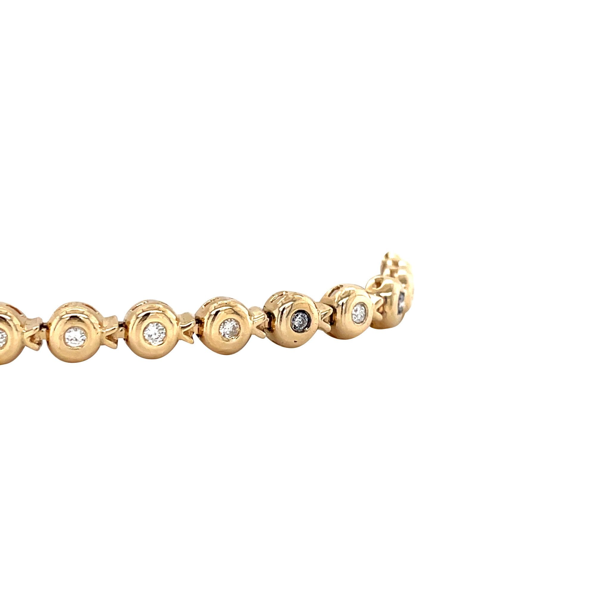 Gold tennis bracelet with diamond 14 karat