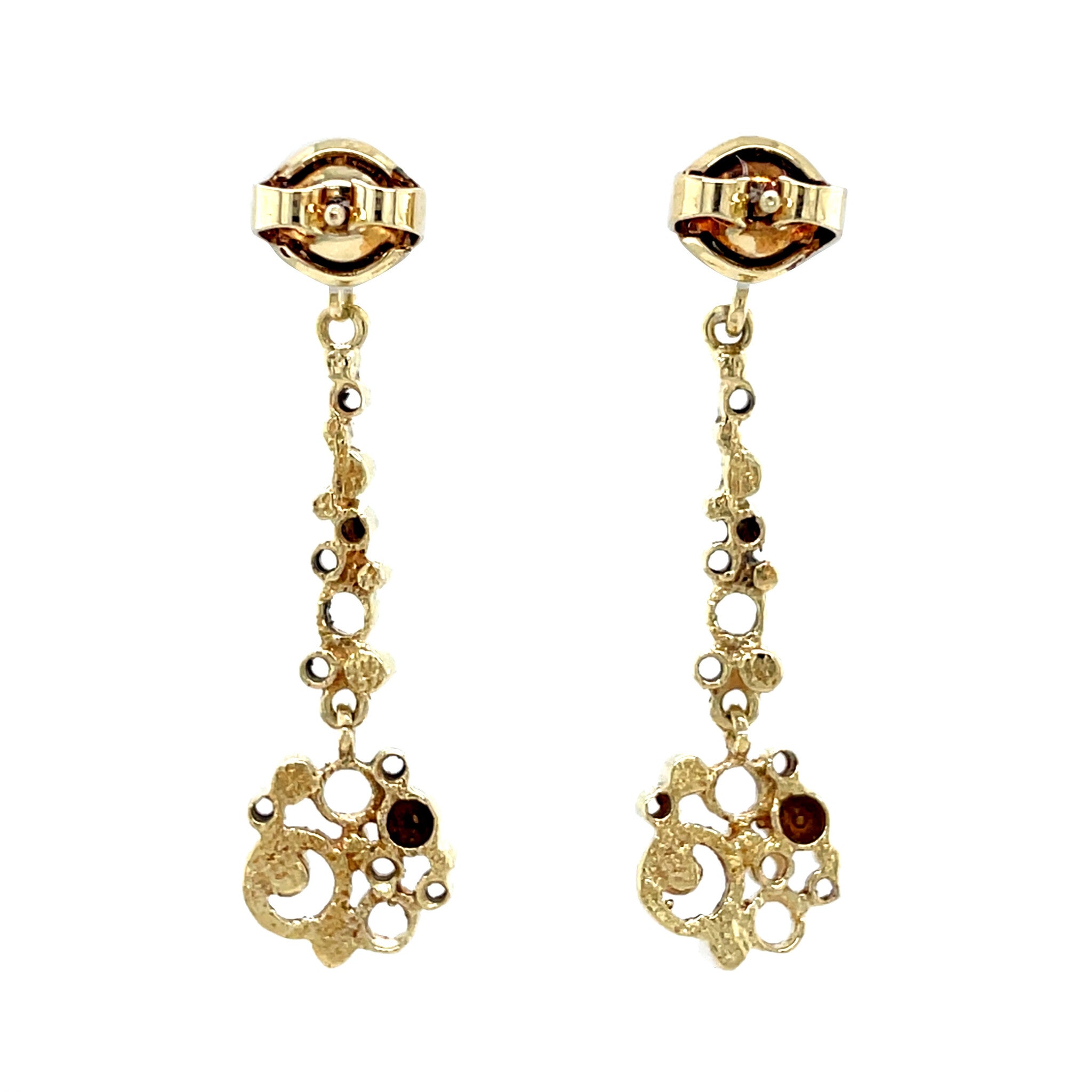 Gold stud earrings with pendant 14 karat