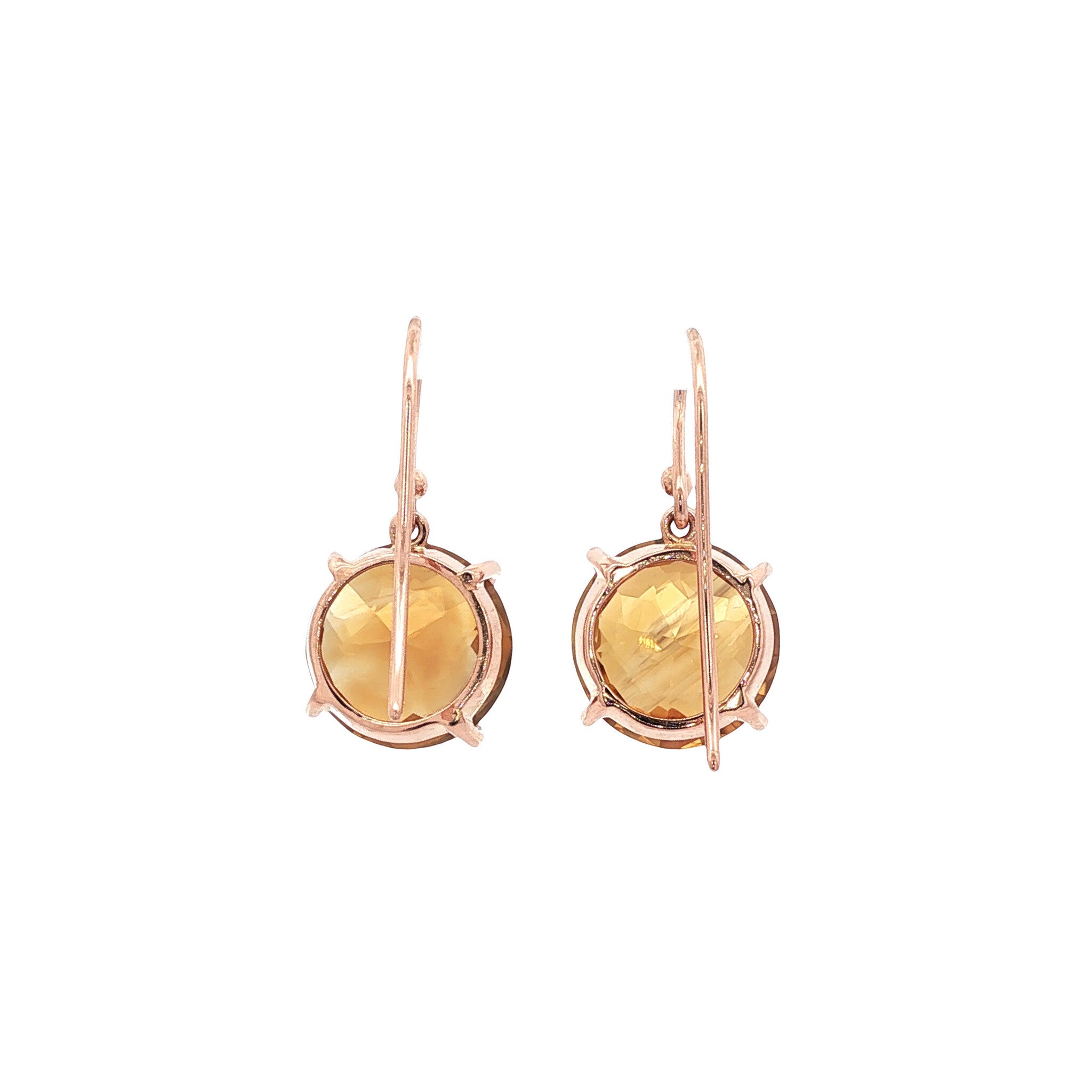 Rosegouden oorhangers met citrien 14 karaat