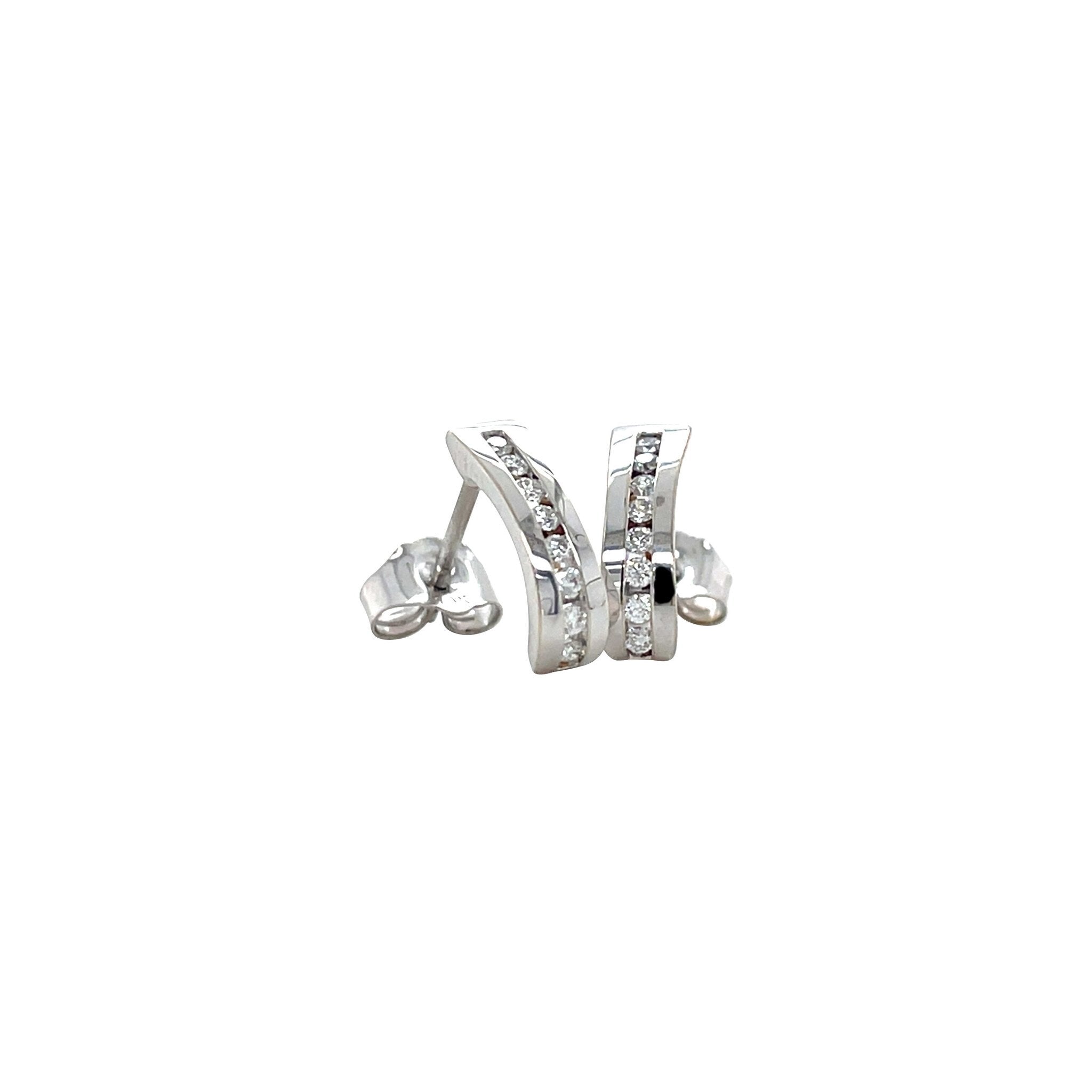 White gold stud earrings with diamond 14 kt