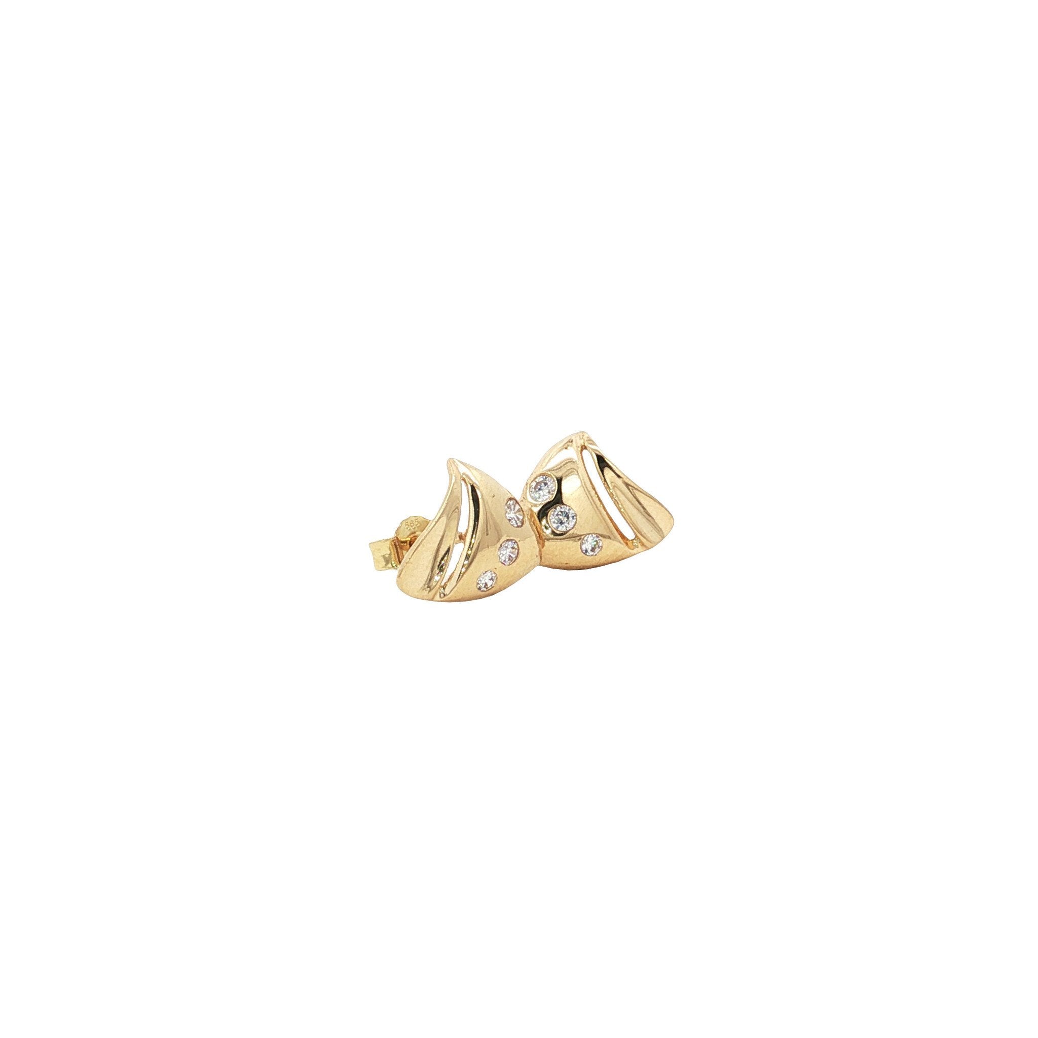 14 karat gold stud earrings with zirconia