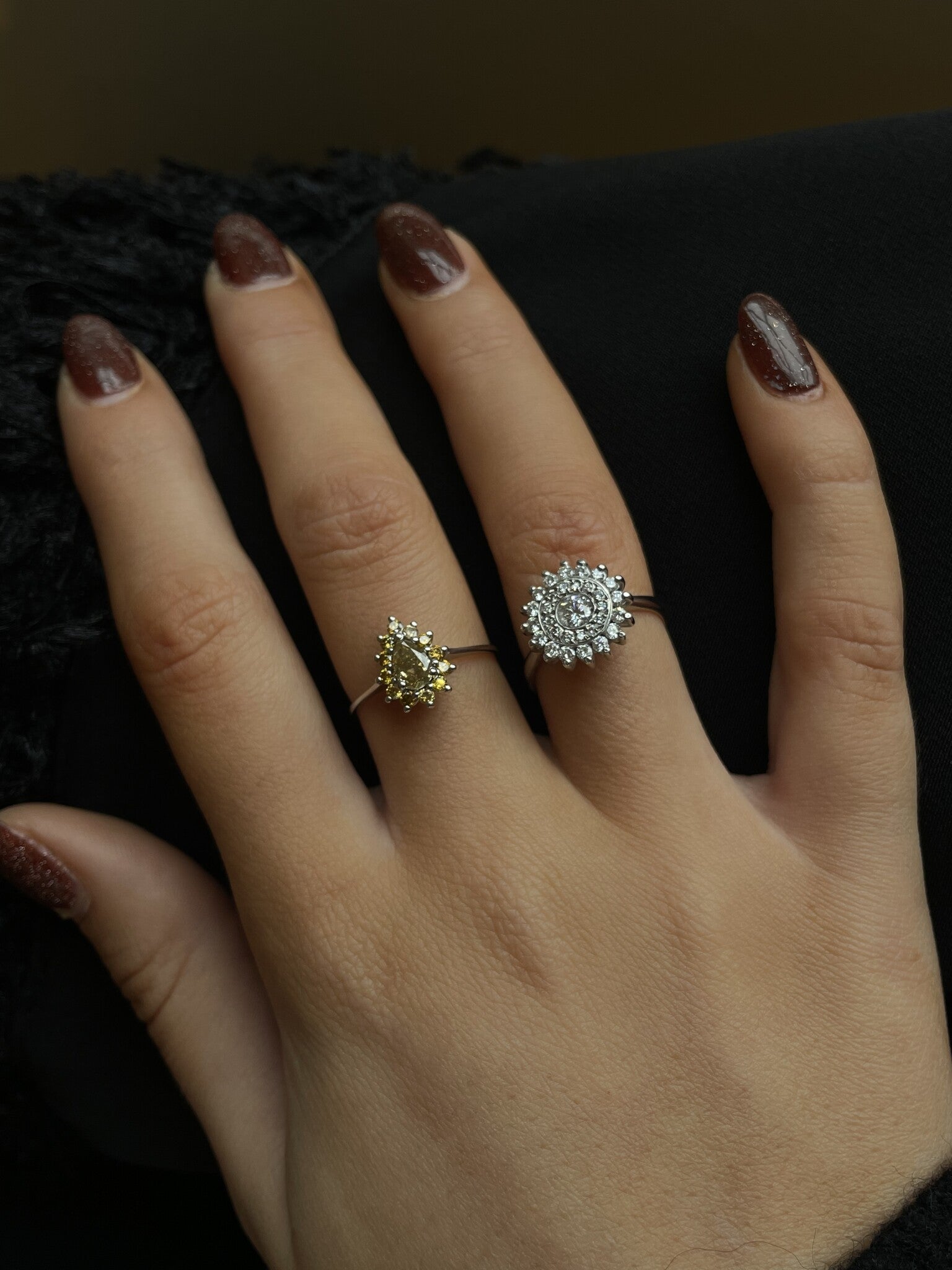 White gold ring with diamond 14 karat