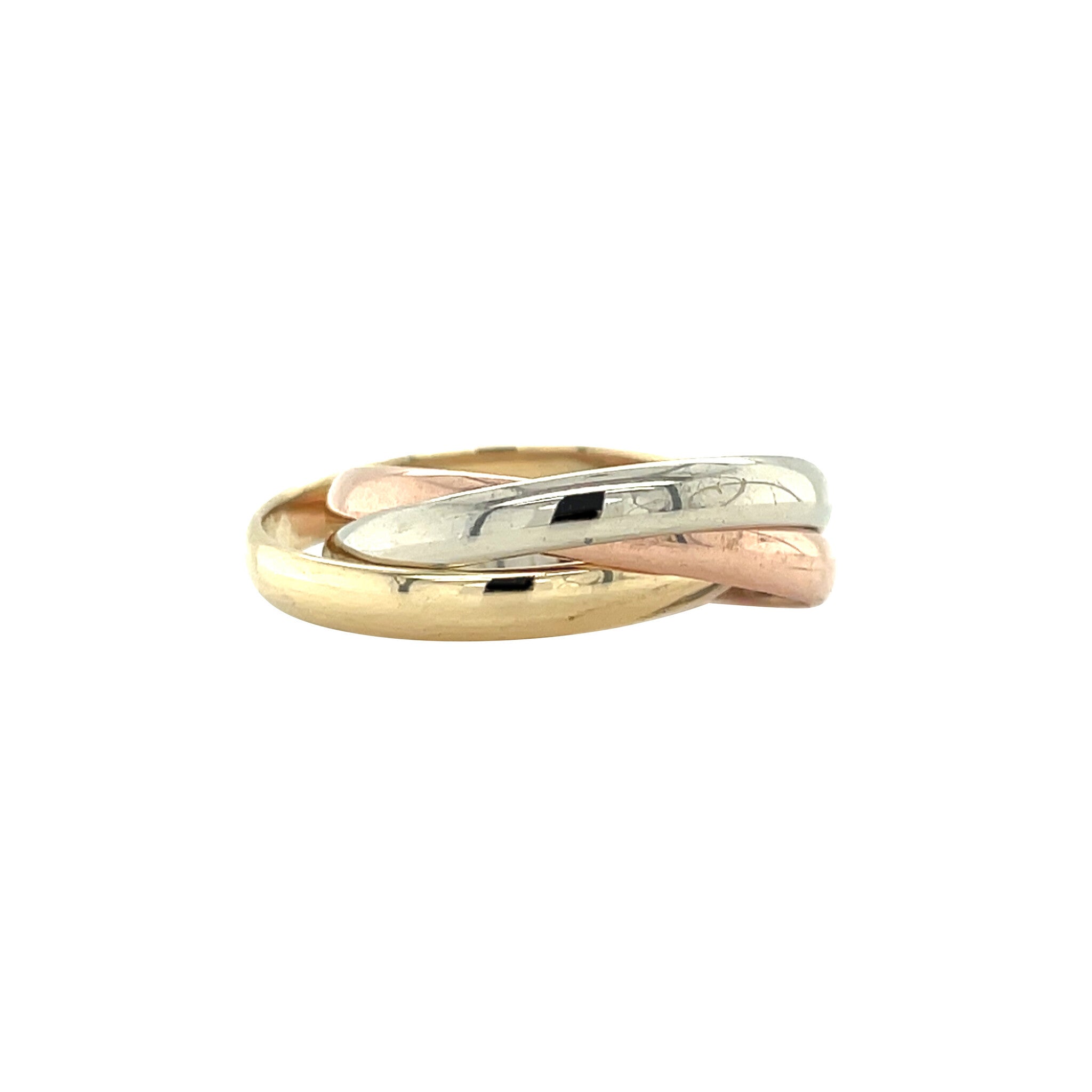 Tricolour golden trinity ring 14 karat