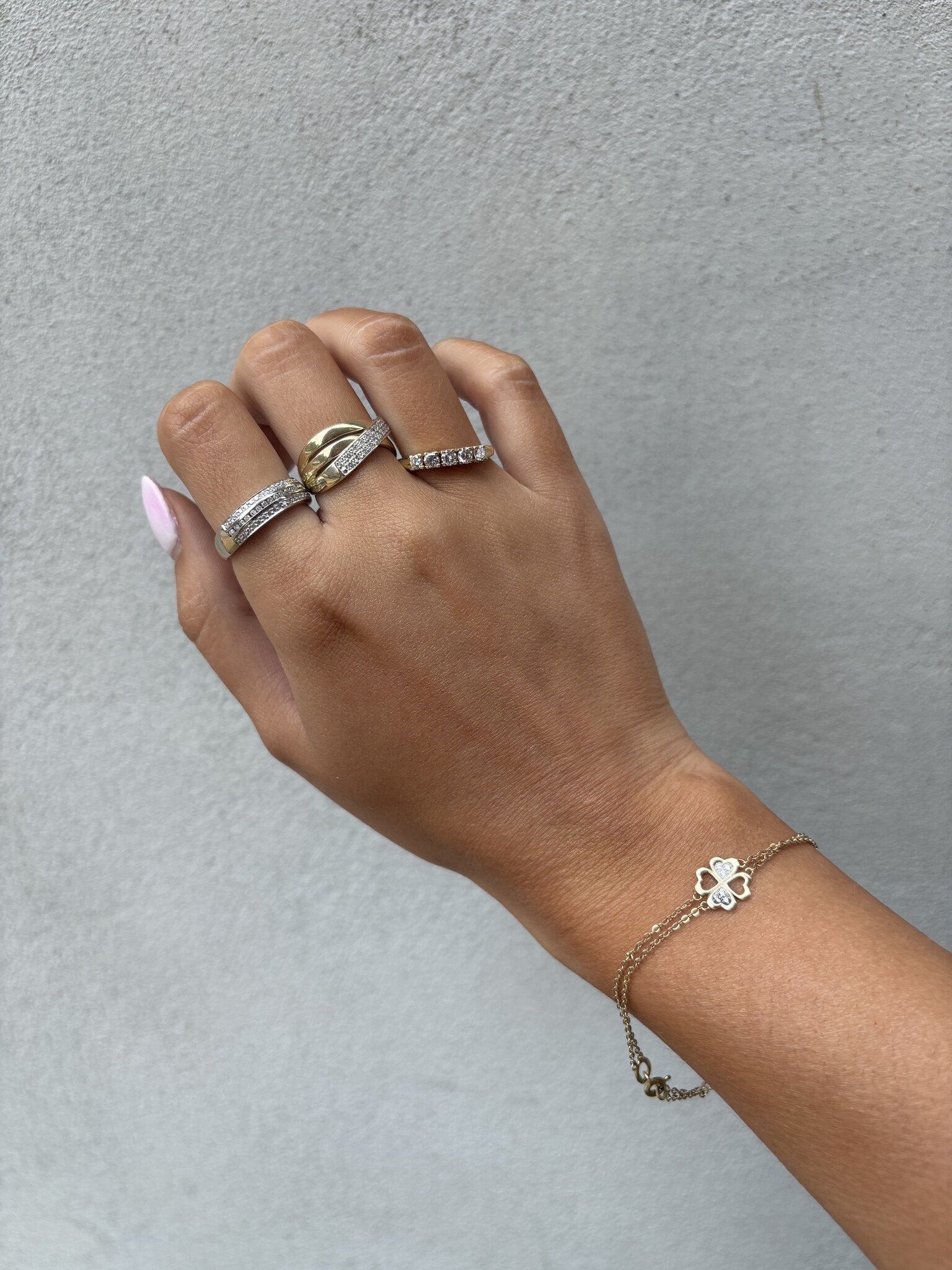 Bicolour gold ring with diamond 14 kt