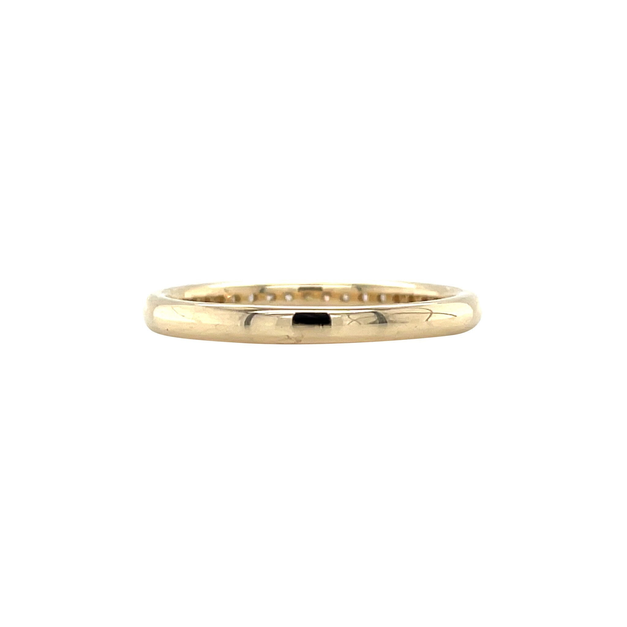 Yellow gold rail ring with diamond 14 kt