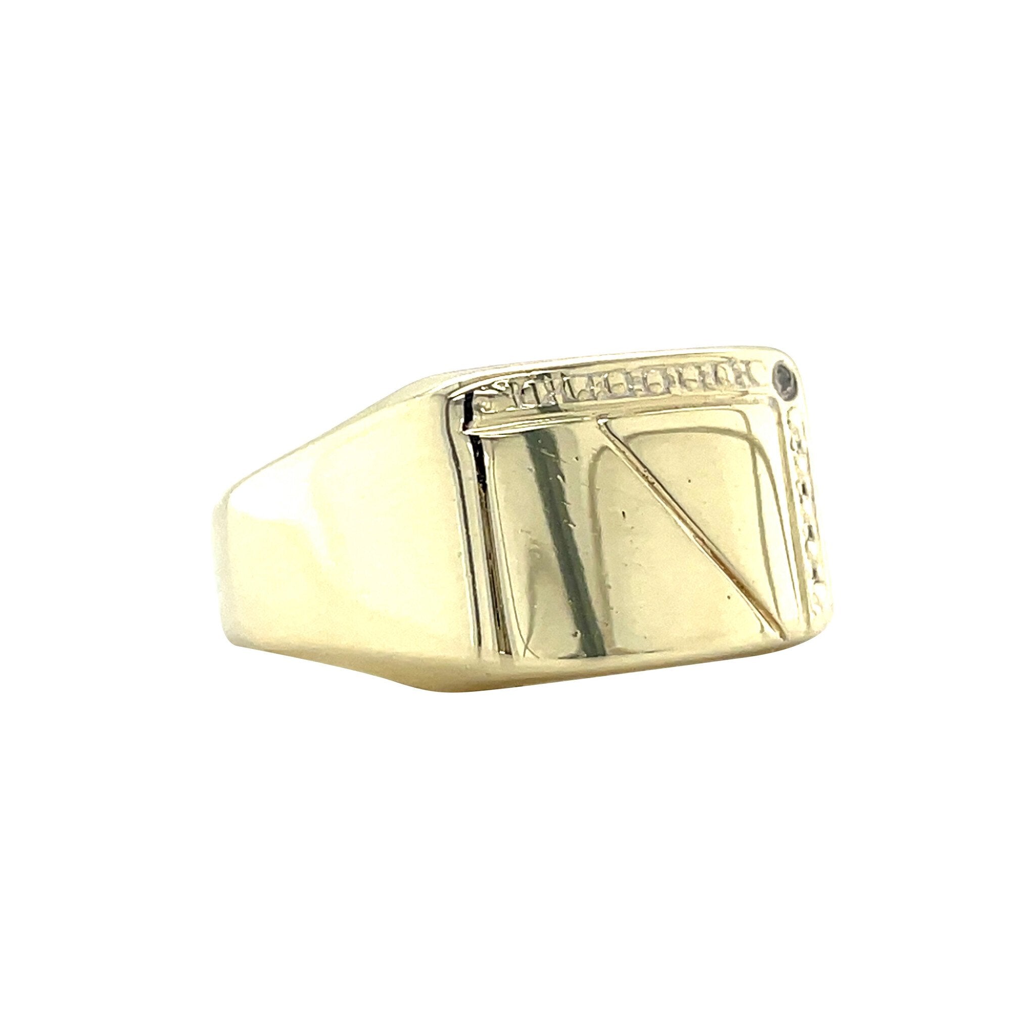 Gold signet ring with diamond 14 karat