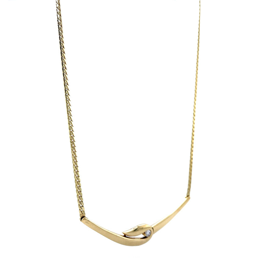 Gold choker with diamond, 42 cm, 14 karat