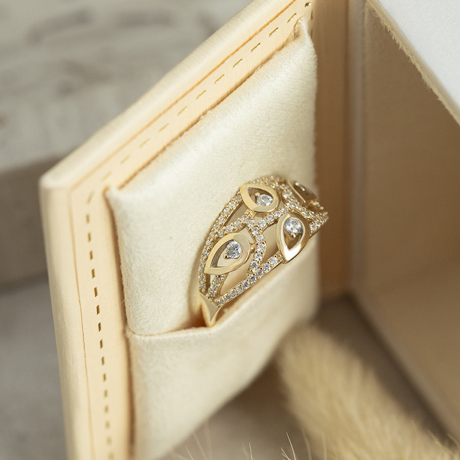 Gold ring with zirconia 14 karat
