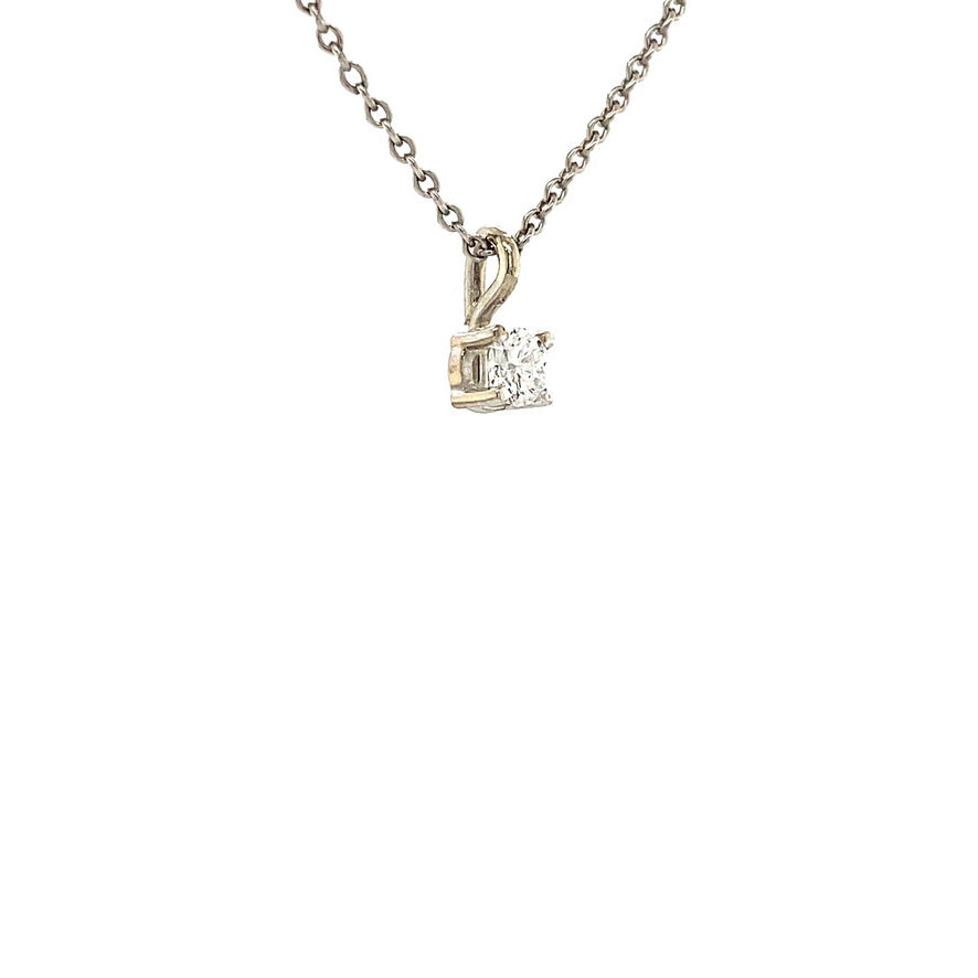White gold solitaire pendant with diamond 14 kt