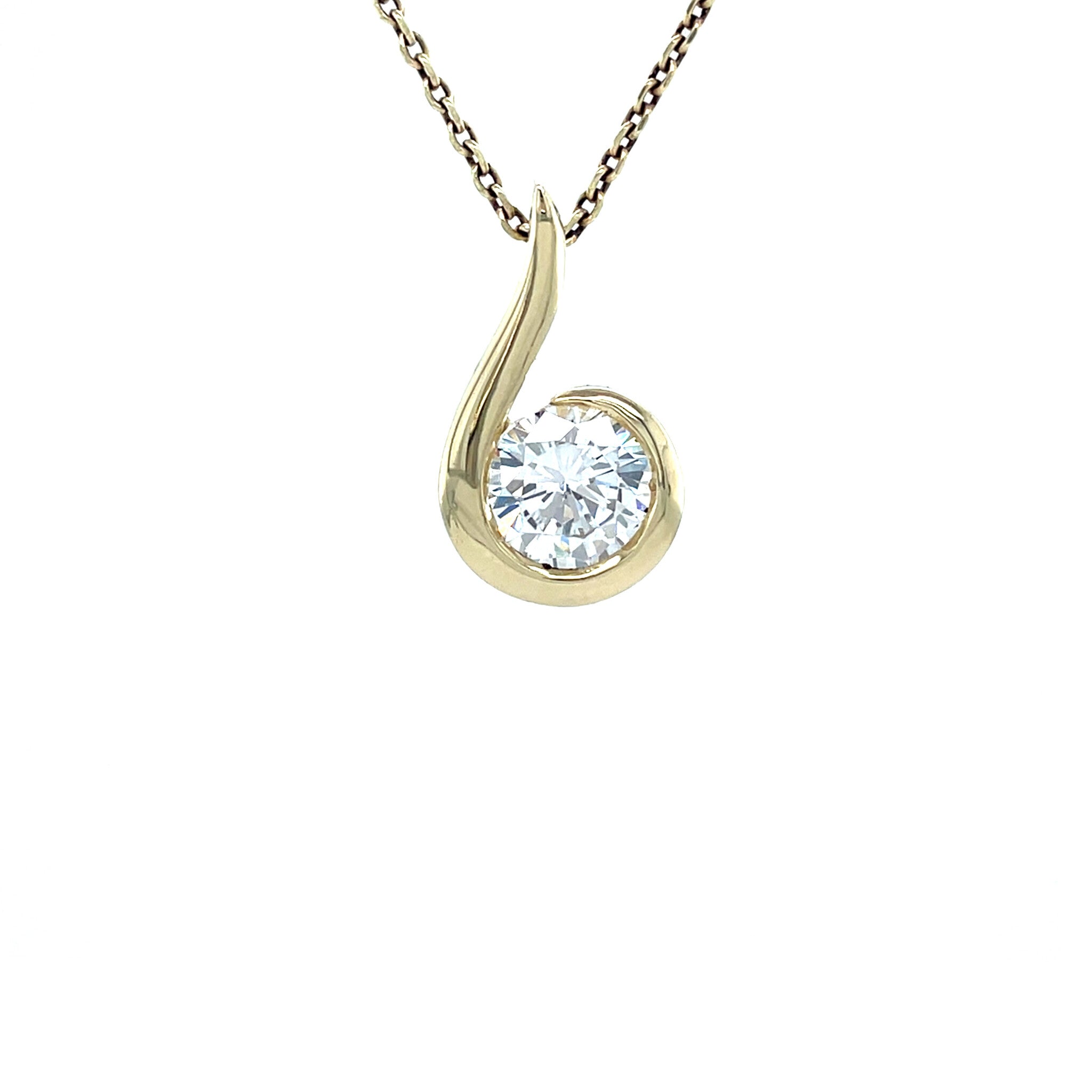 Gold pendant with zirconia 14 kt
