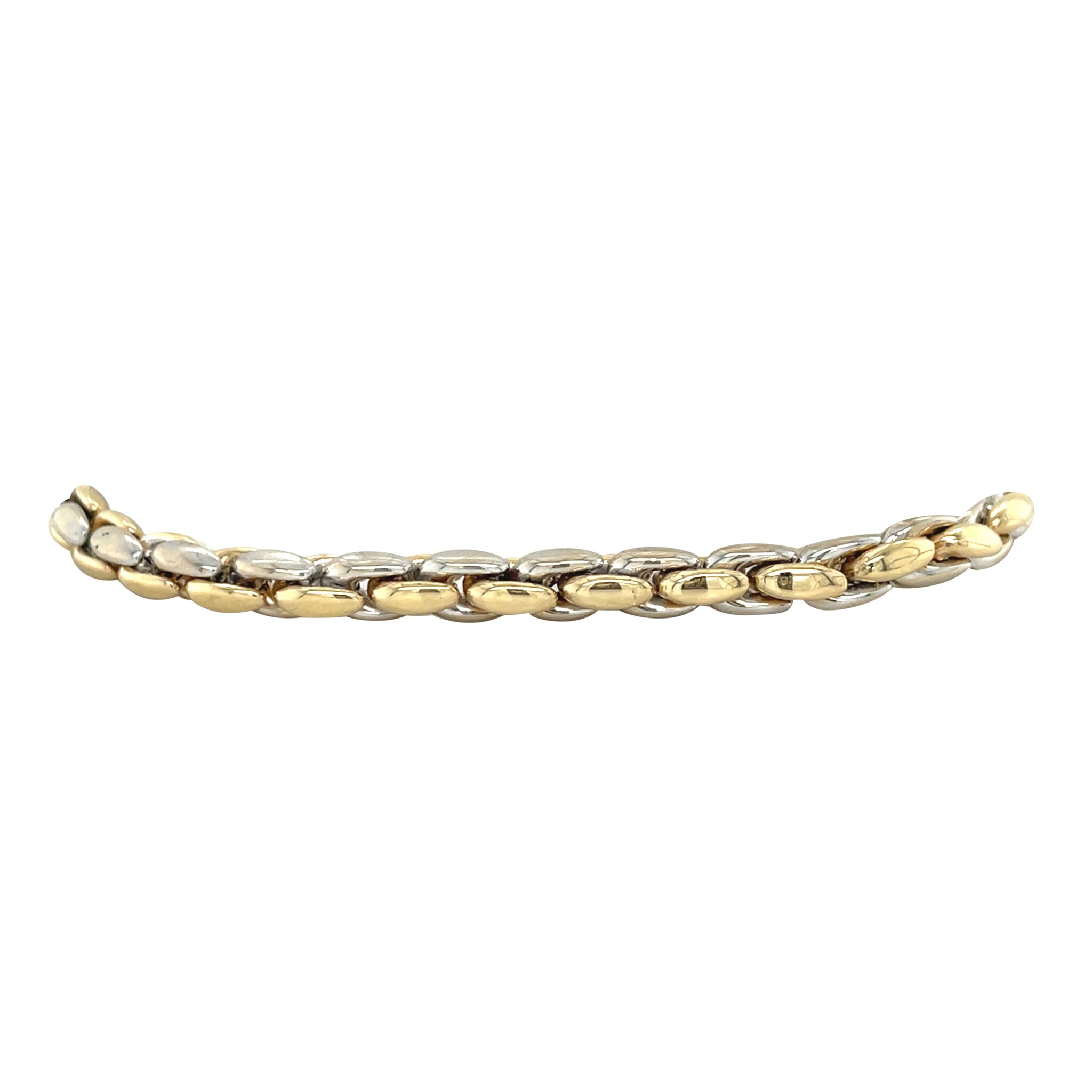 Golden bracelet bicolour 19 cm 14 karat