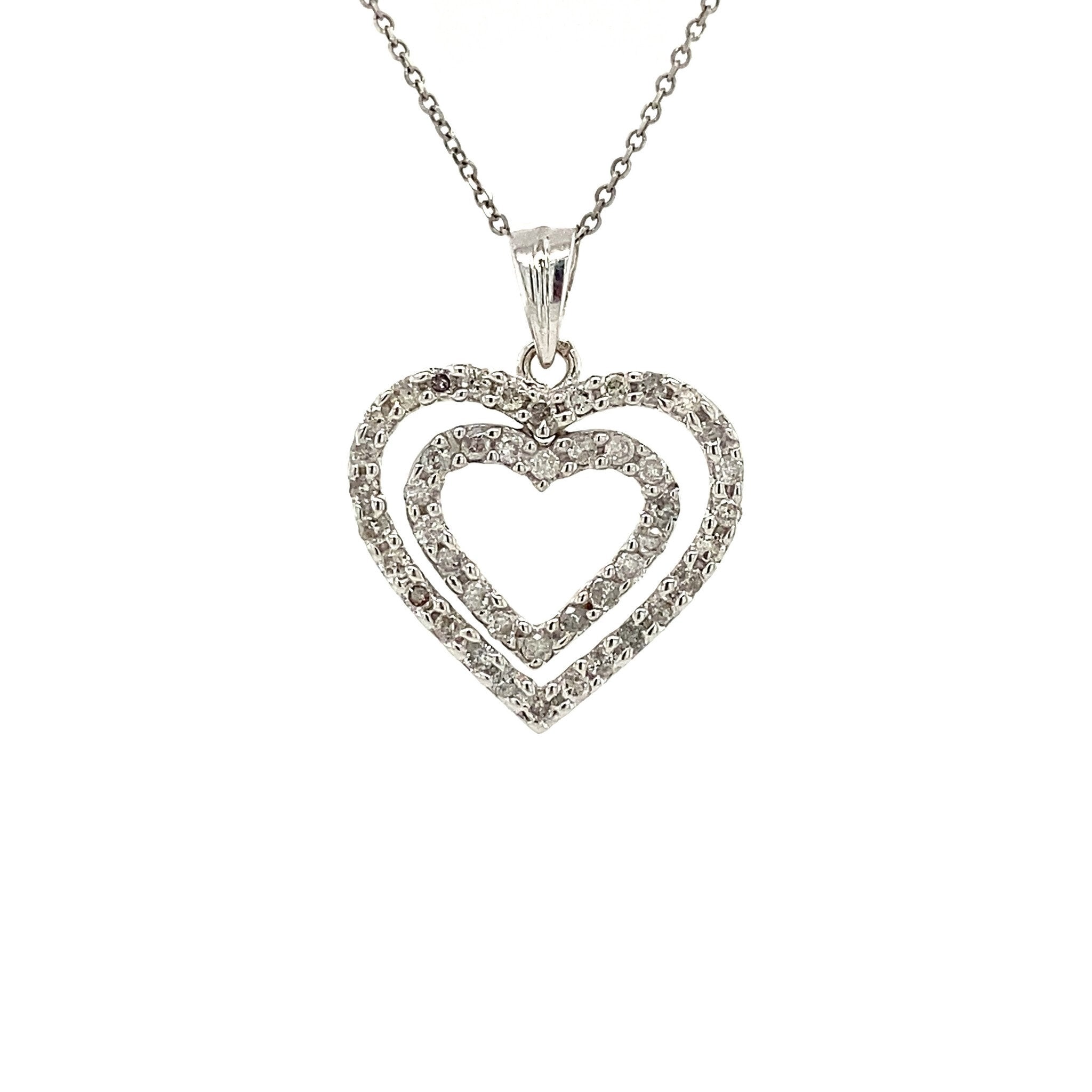 White gold heart pendant with diamond 18 karat
