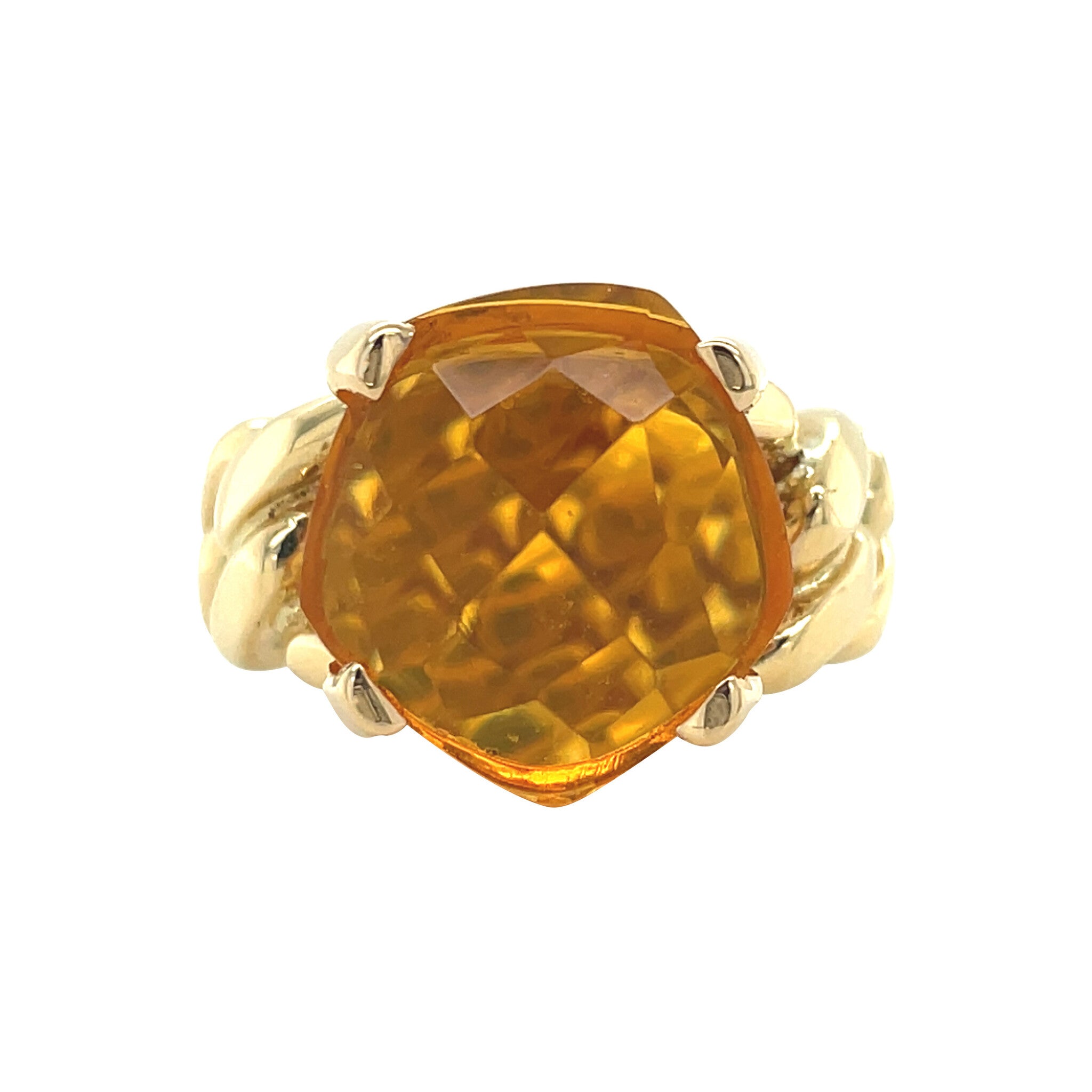 Gold ring with orange gemstone 18 karat