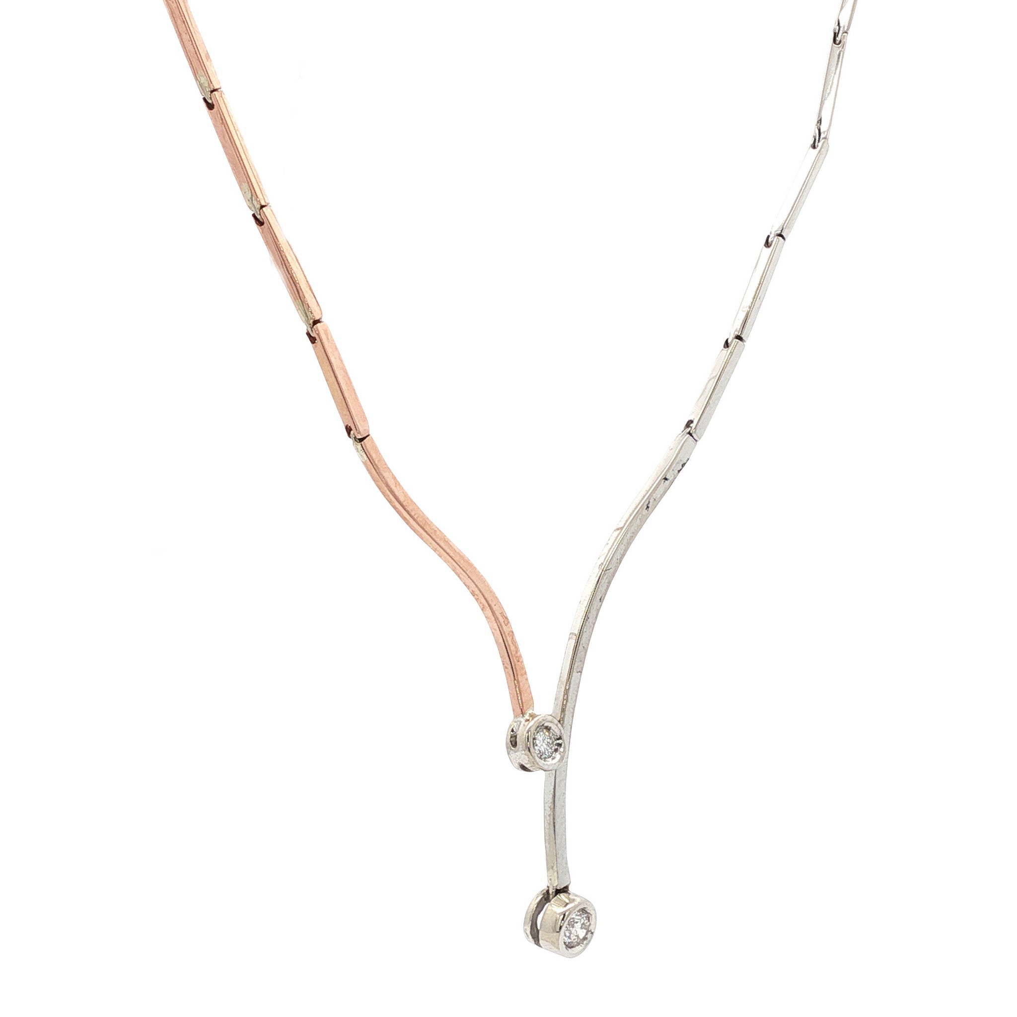 Bicolour choker with diamond 48 cm 14 karat
