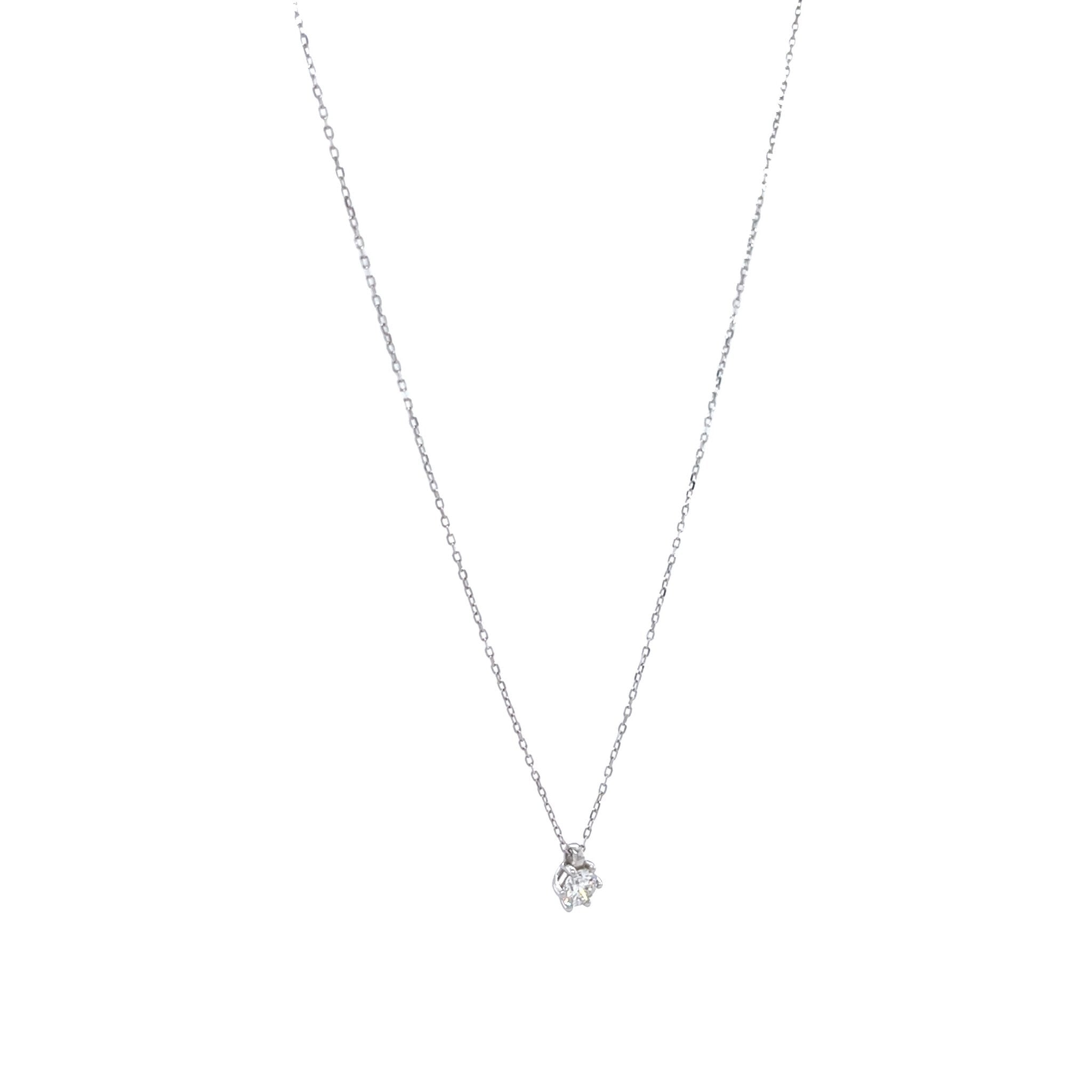 White gold solitaire necklace with diamond 14 kt