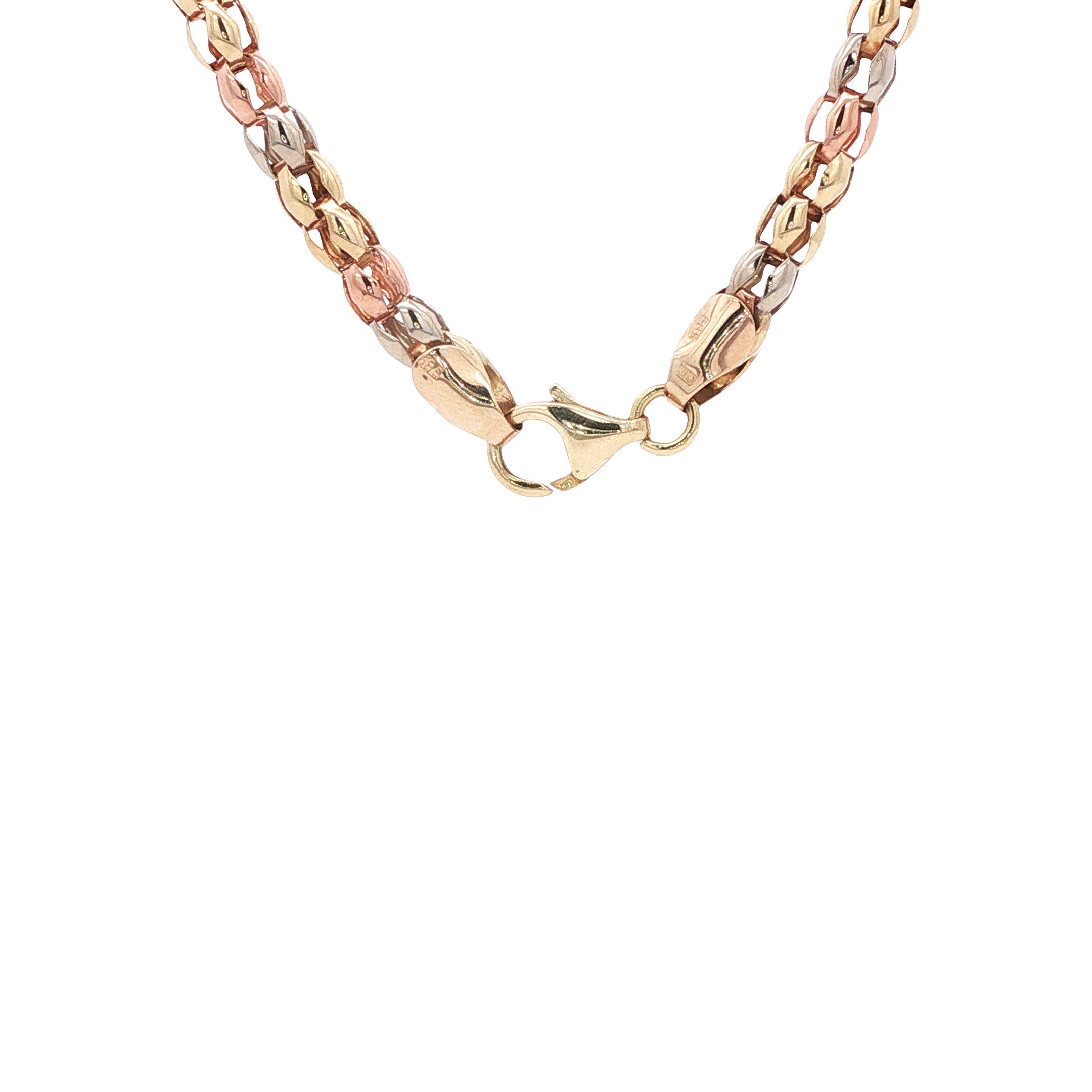 Tricolour gouden choker 46.5 cm 14 karaat