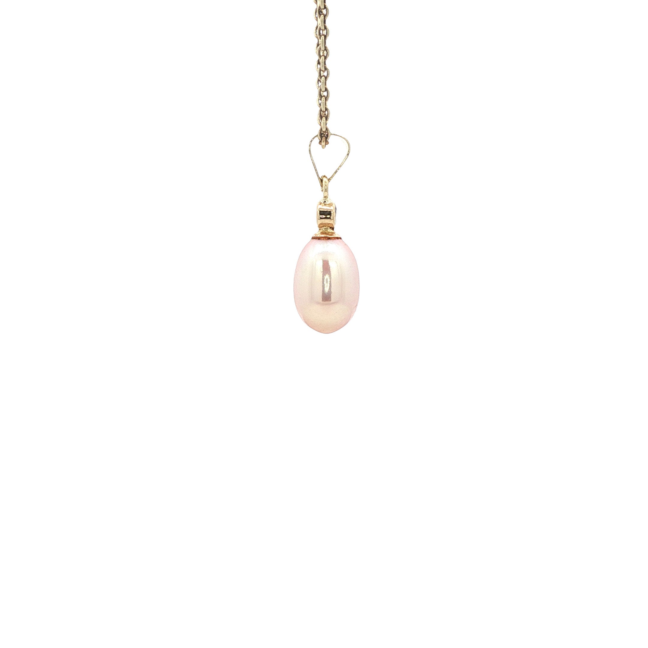 14 karat gold pendant with pearl and zirconia
