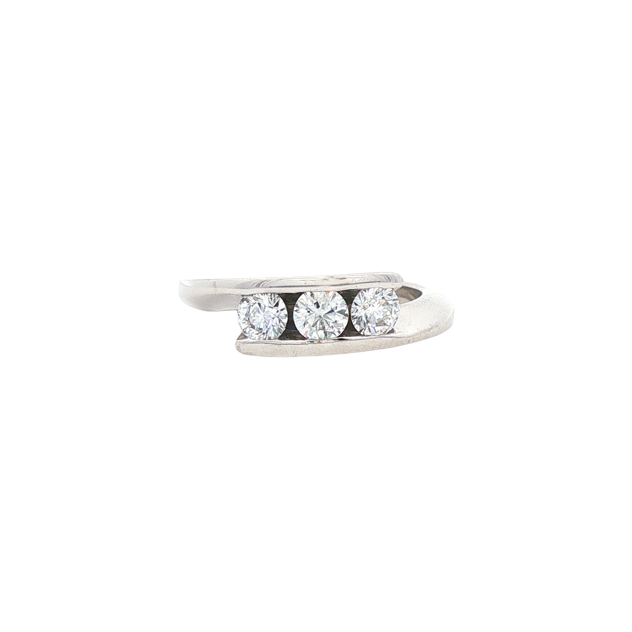 Witgouden slagring met diamant 18 karaat