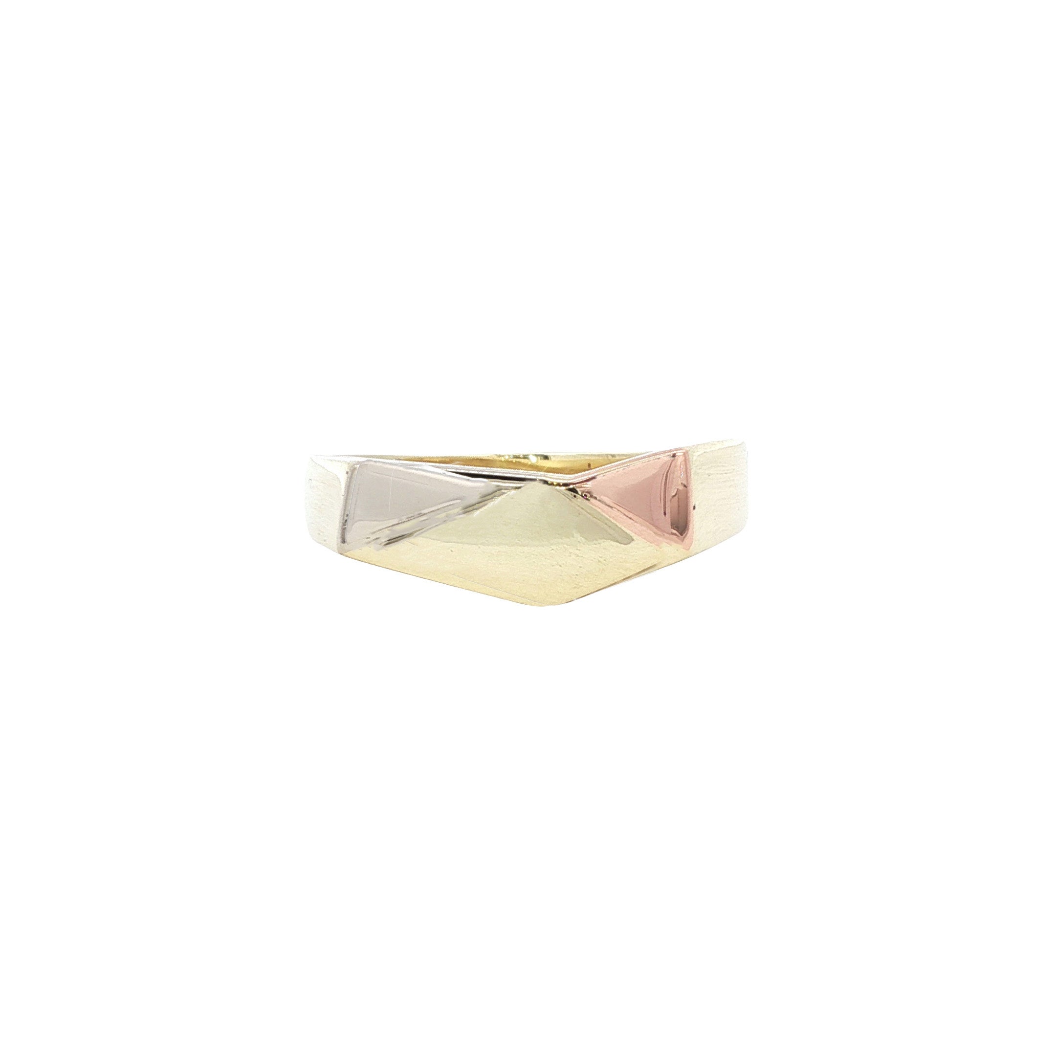 Tricolour gouden zegelring 14 karaat