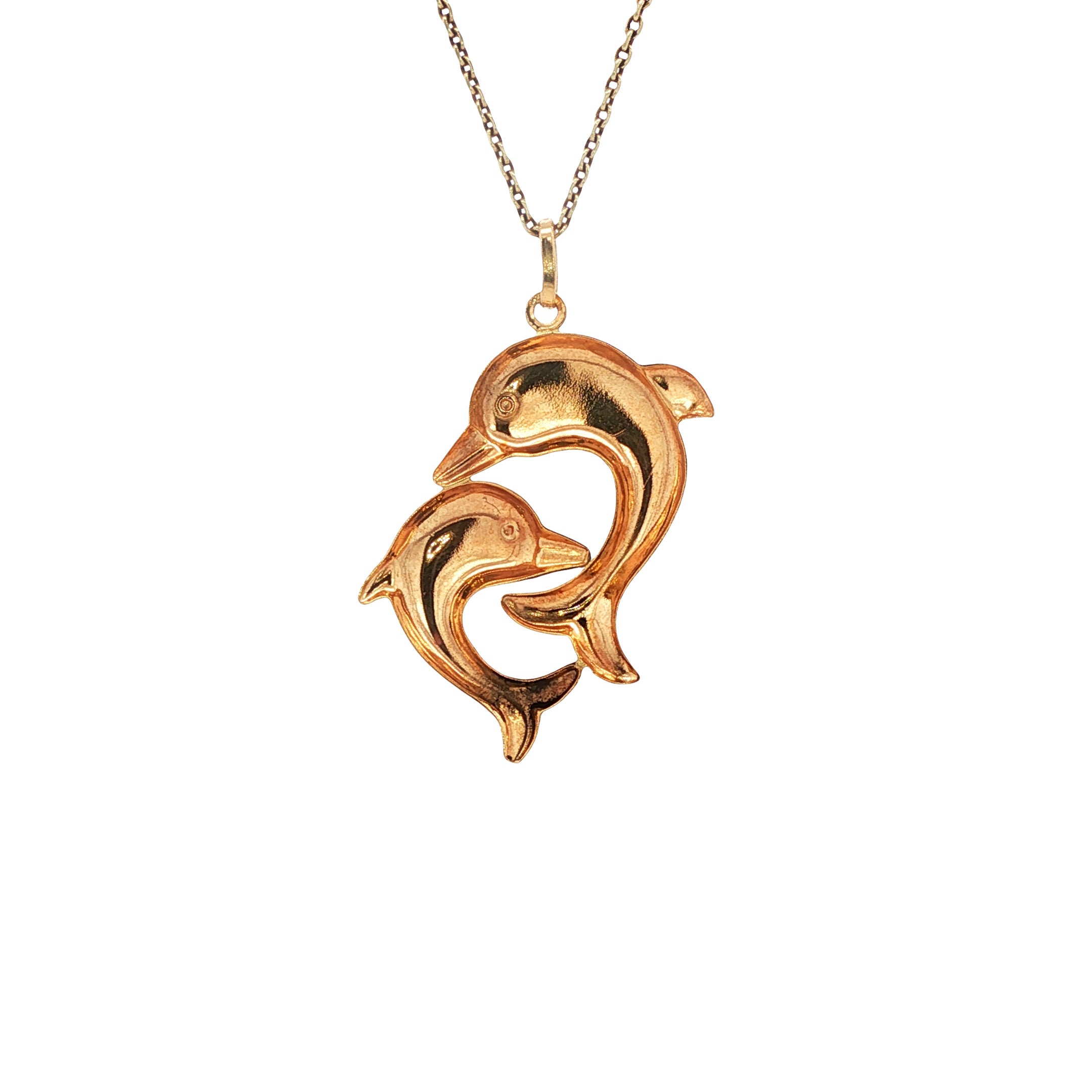 18-karat gold pendant with dolphins