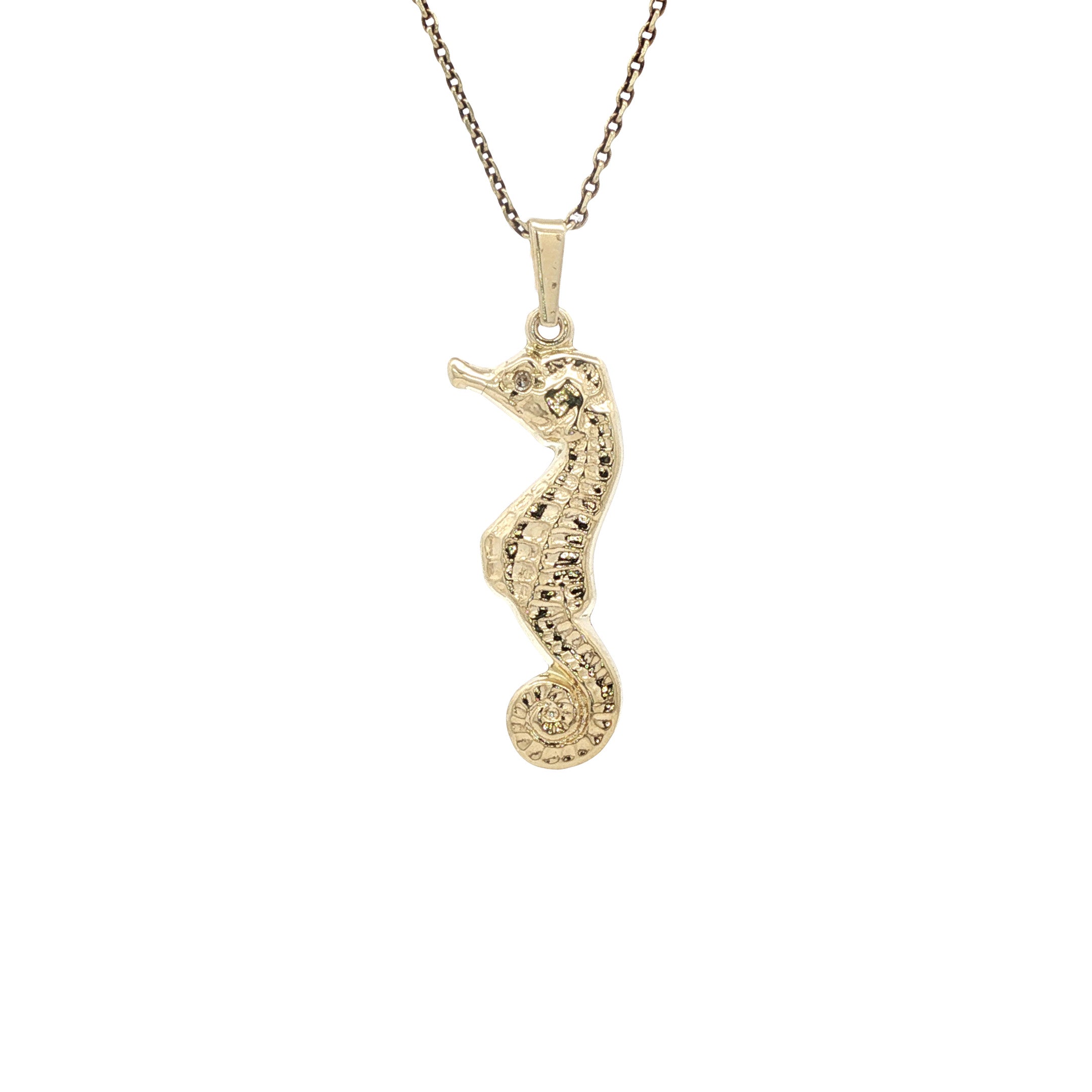 Hanger zeepaardje met diamant 9 karaat