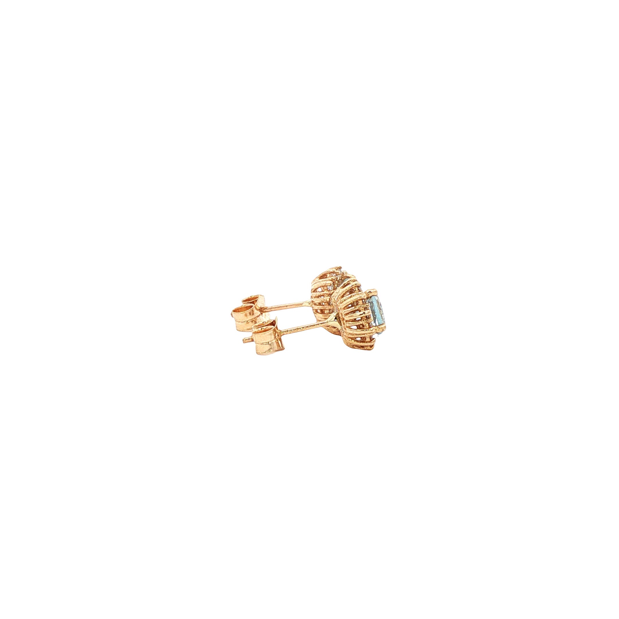 Gouden oorstekers met aquamarijn en diamant 14 karaat* nieuw