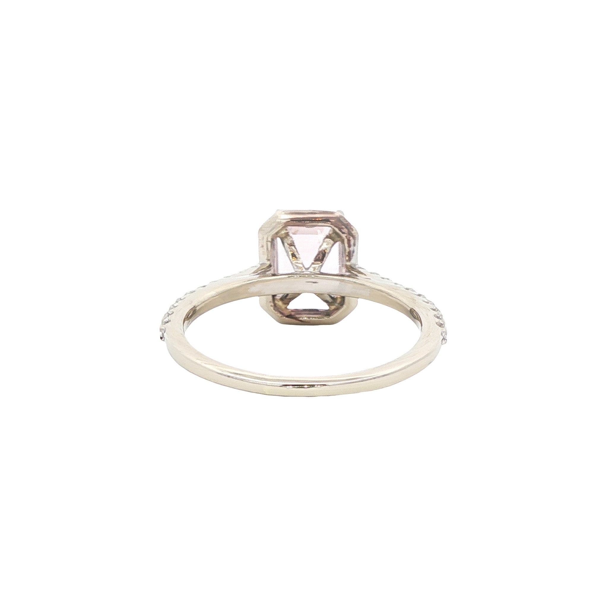 Witgouden ring met toermalijn en diamant 14 karaat