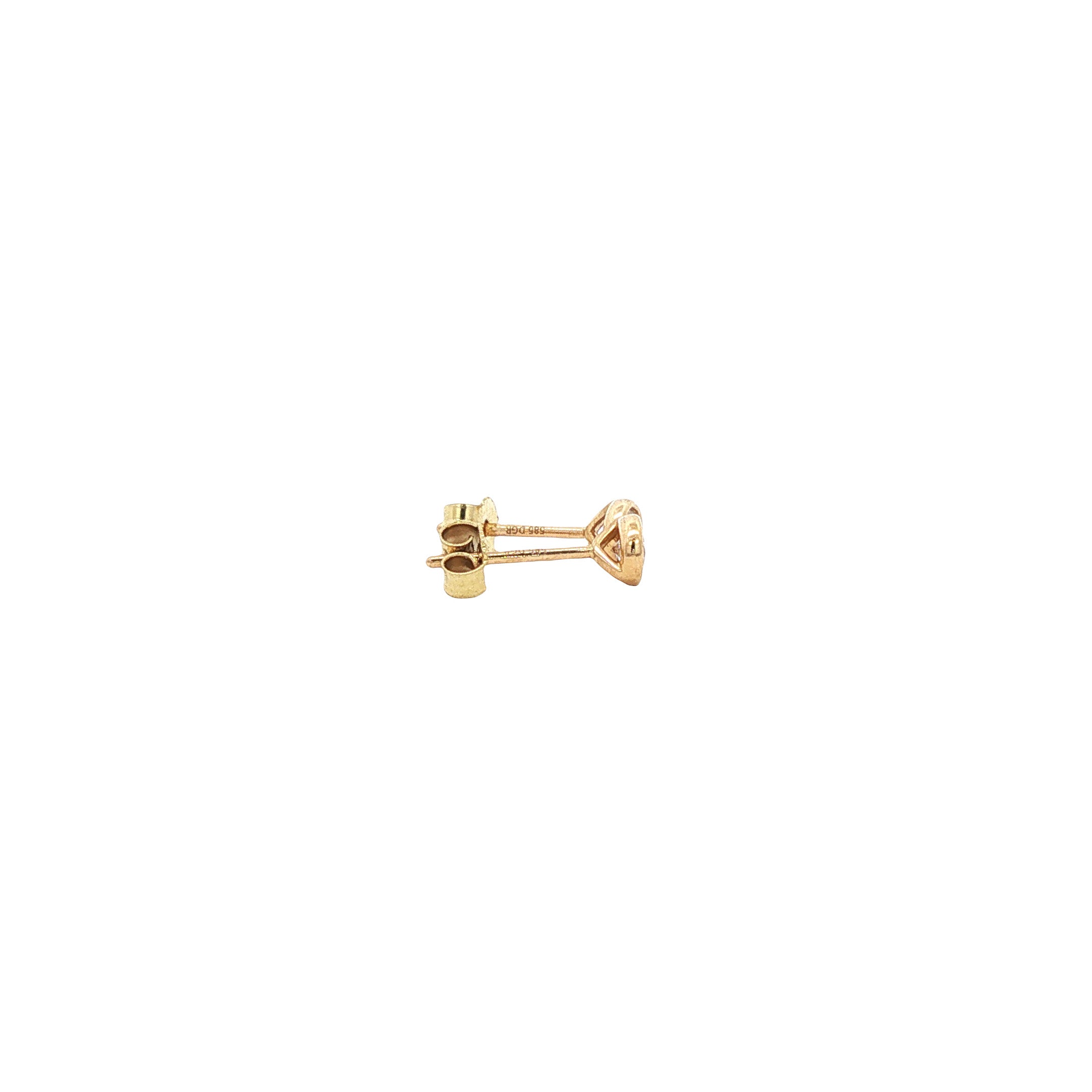 Yellow-gold solitaire stud earrings with diamond 14 kt