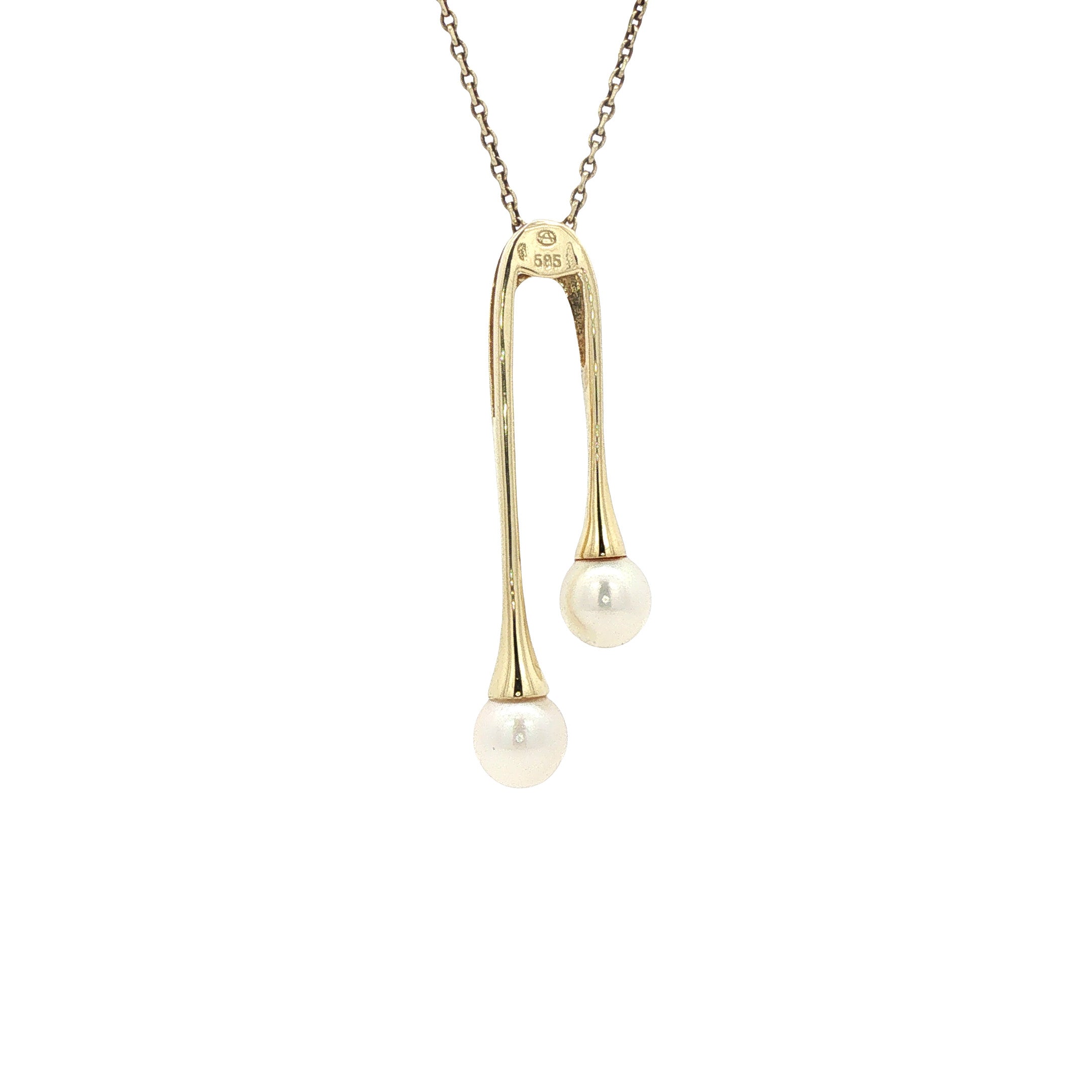 Gouden hanger met parels 14 karaat