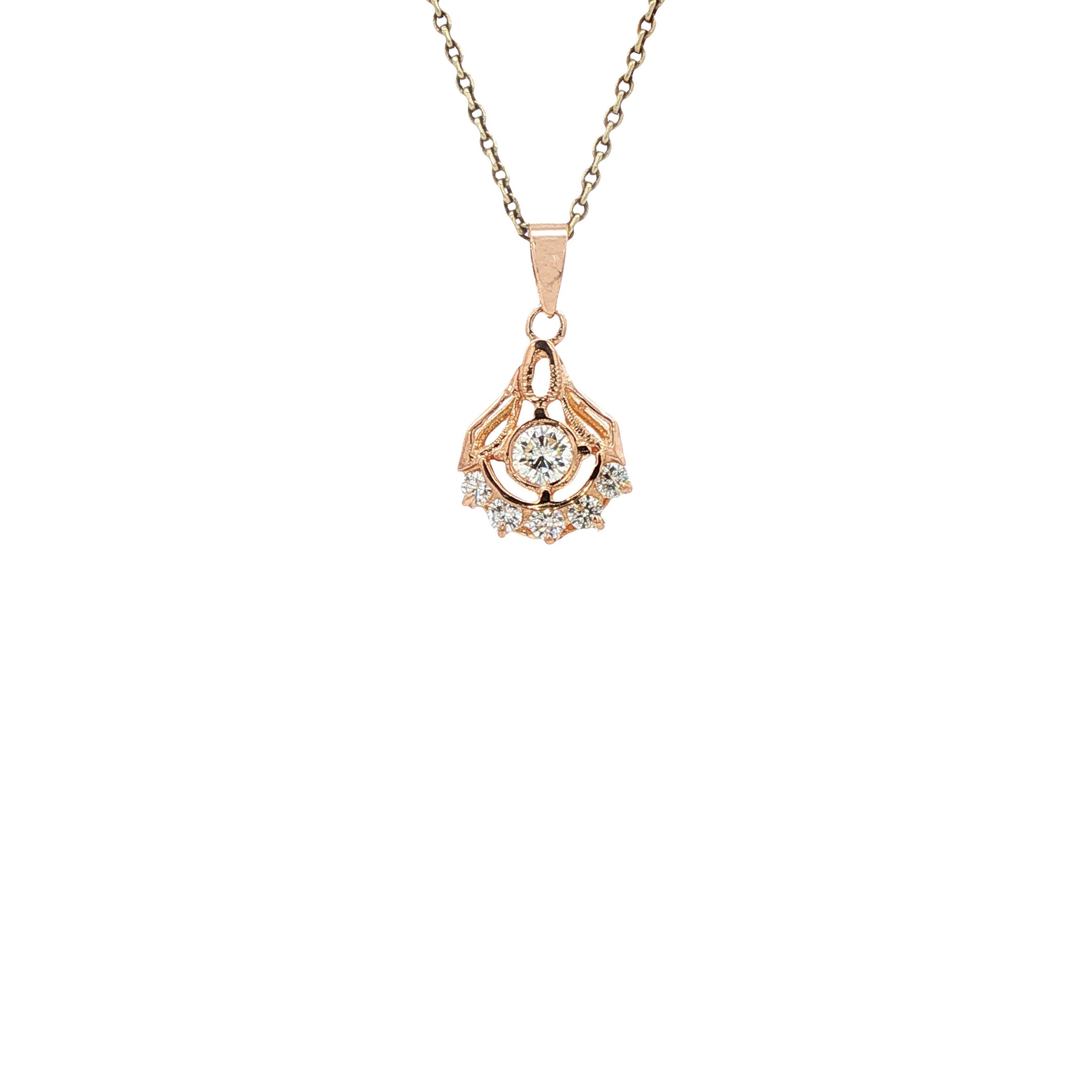 Rosegouden hanger met diamant 14 karaat