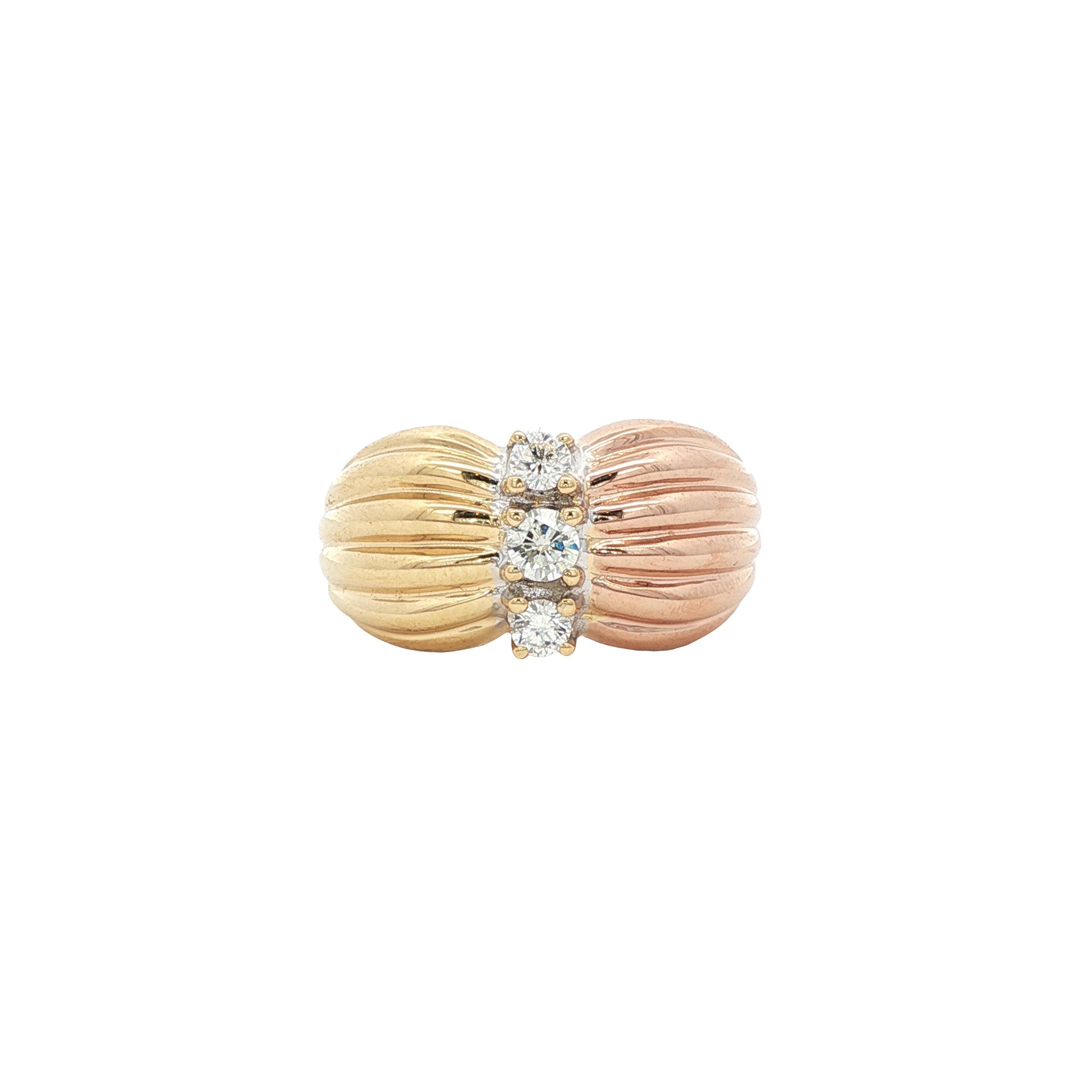 Tricolour gouden ring met diamant 18 karaat