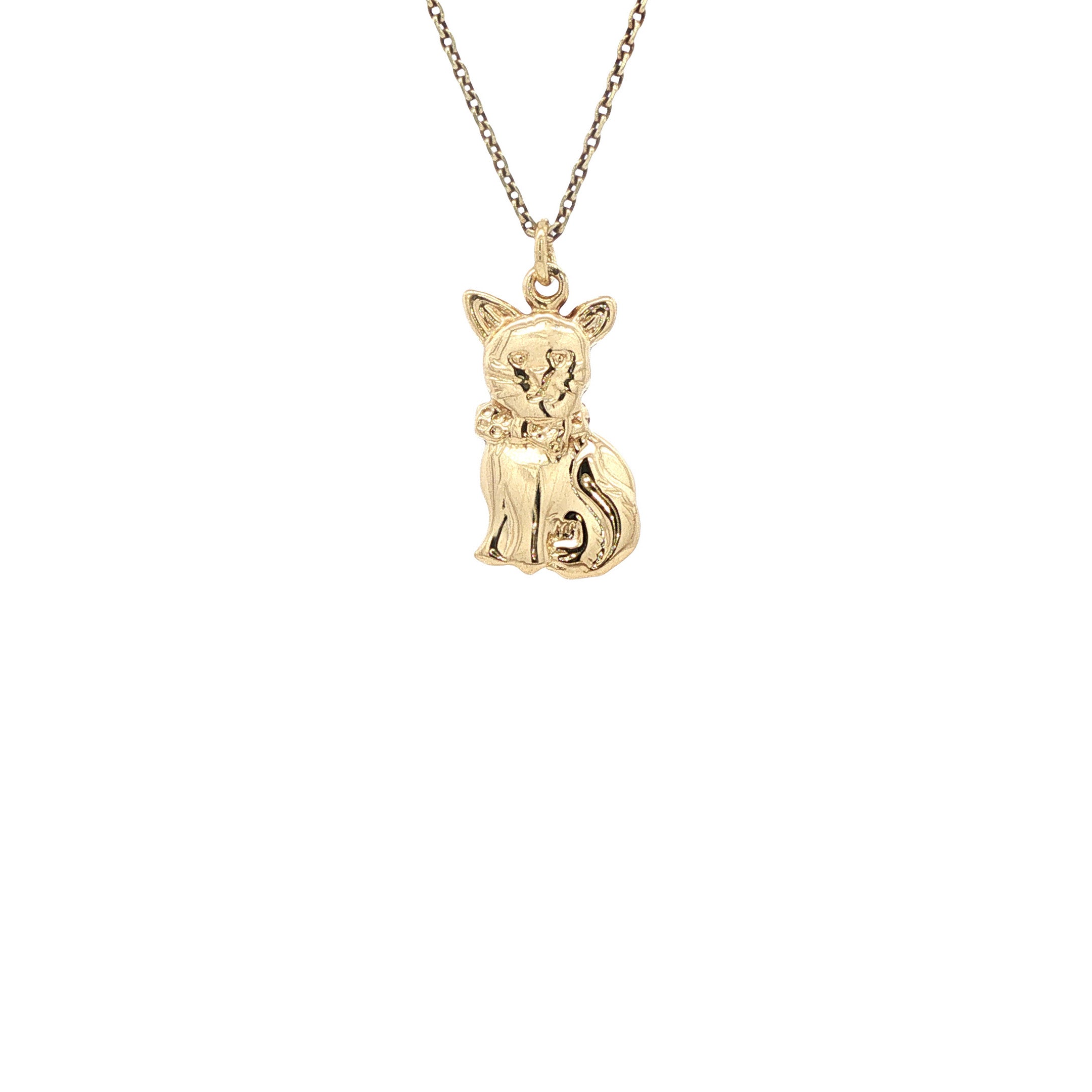 Gouden kat hanger 14 karaat