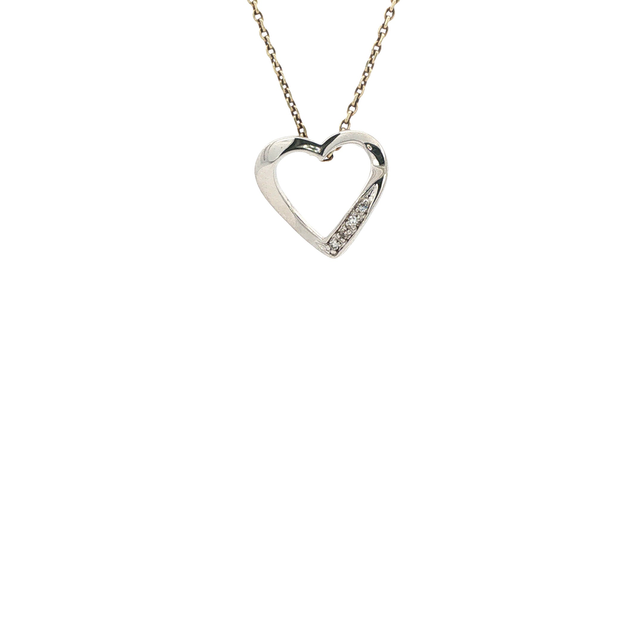 Witgouden hart hanger met diamant 14 karaat