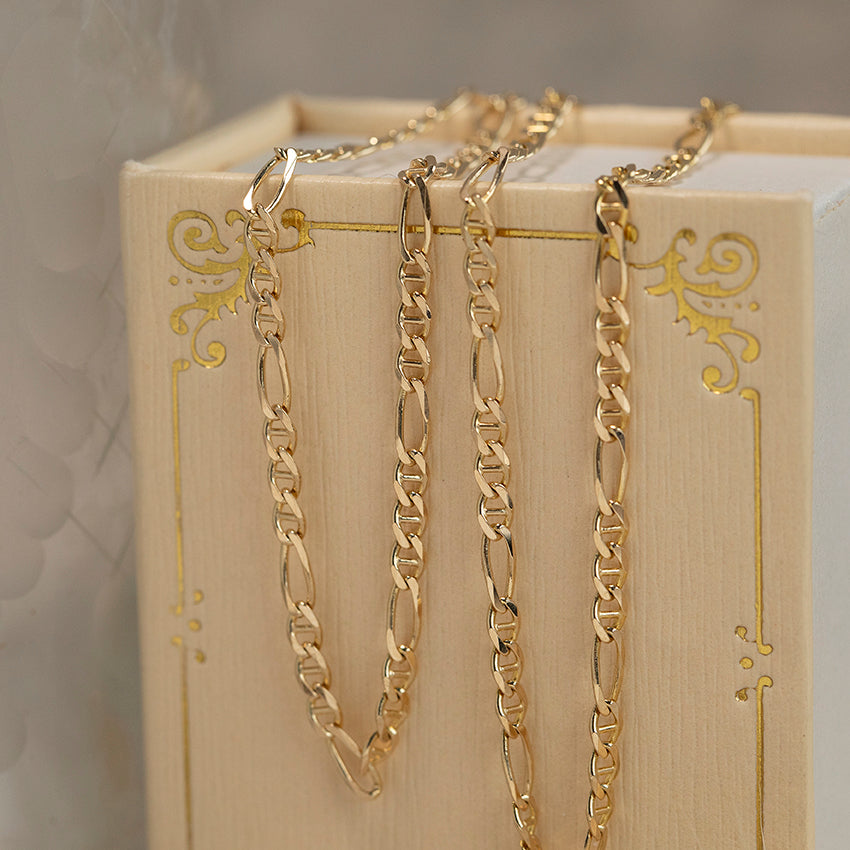 14 karat gold double anchor necklace 50 cm