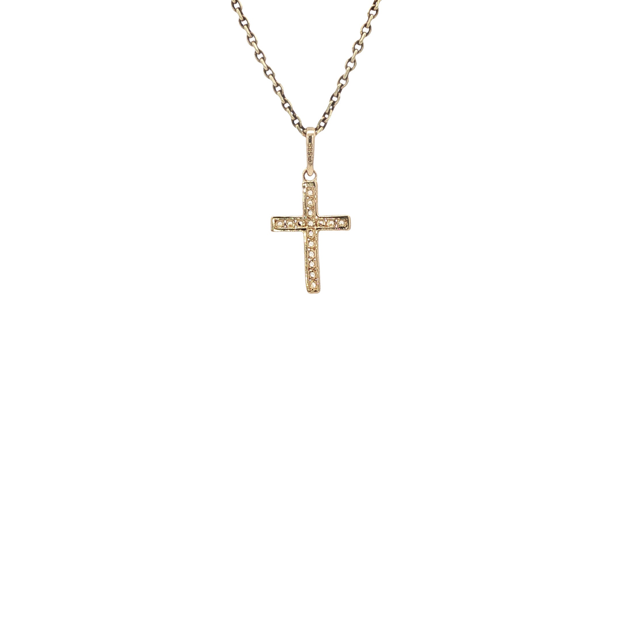 Gouden kruis hanger met zirkonia 14 karaat