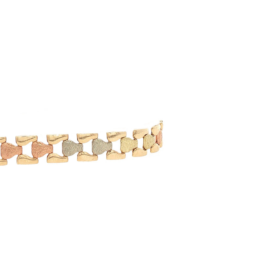 Tricolour gouden armband 19.5 cm 14 karaat