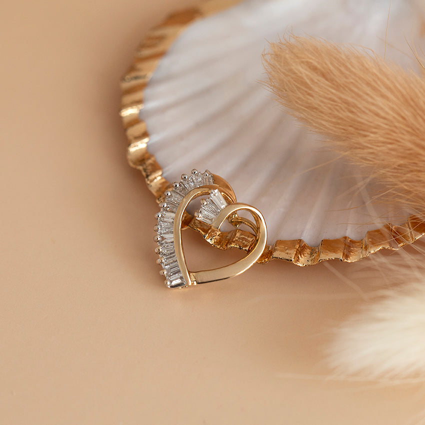 Gouden hart hanger met diamant 14 karaat