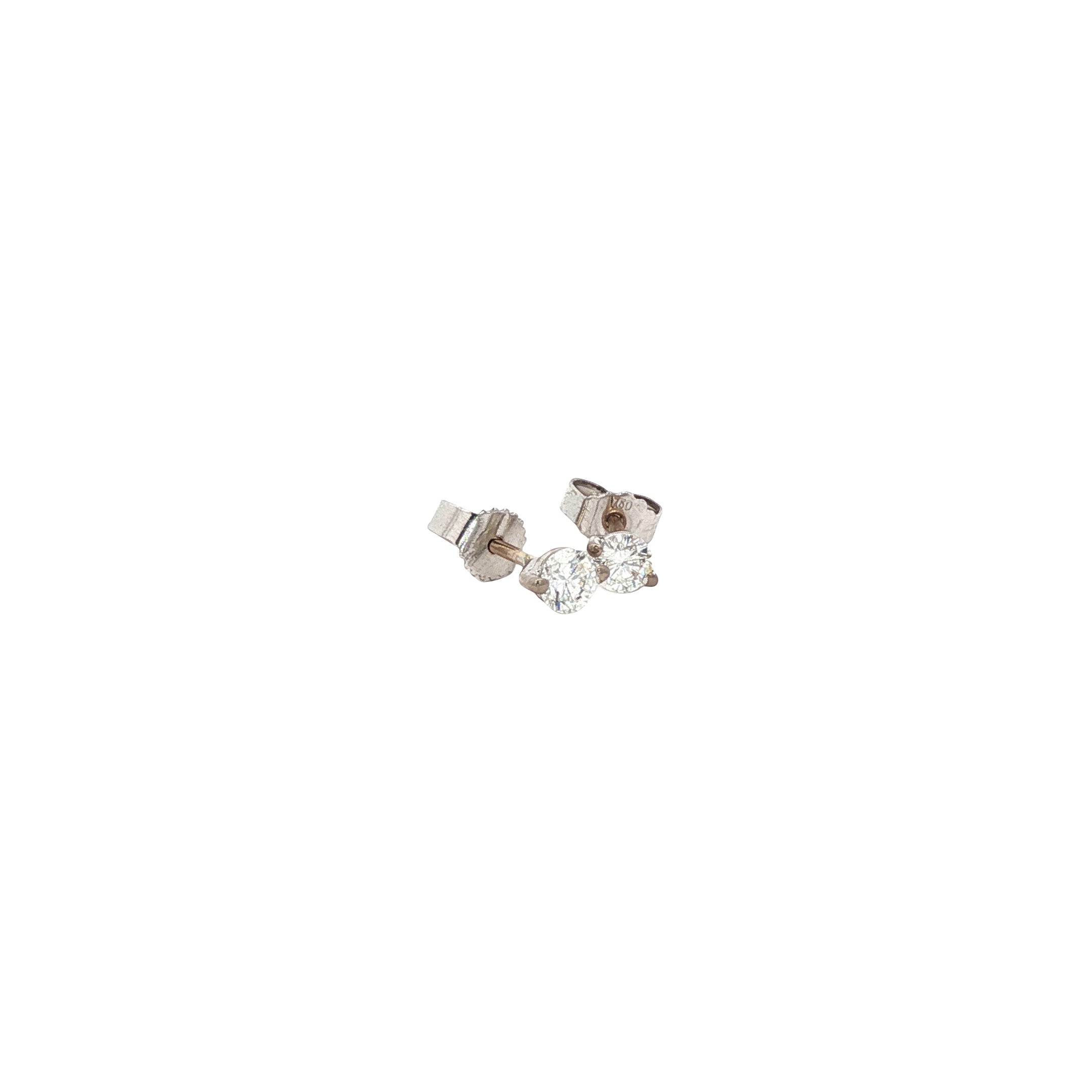 Witgouden solitair oorstekers met diamant 18 karaat
