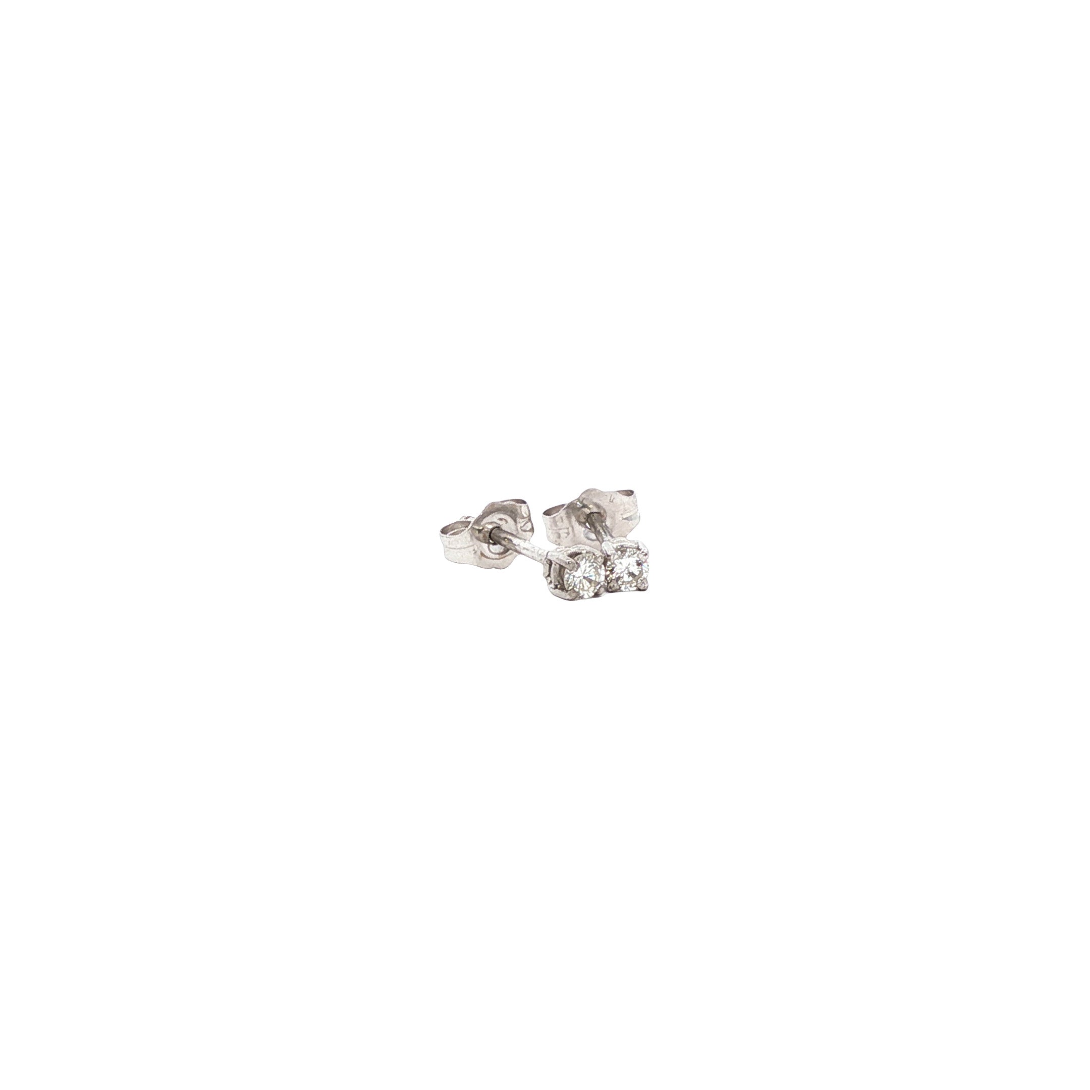 White gold solitaire stud earrings with diamond 14 karat*new