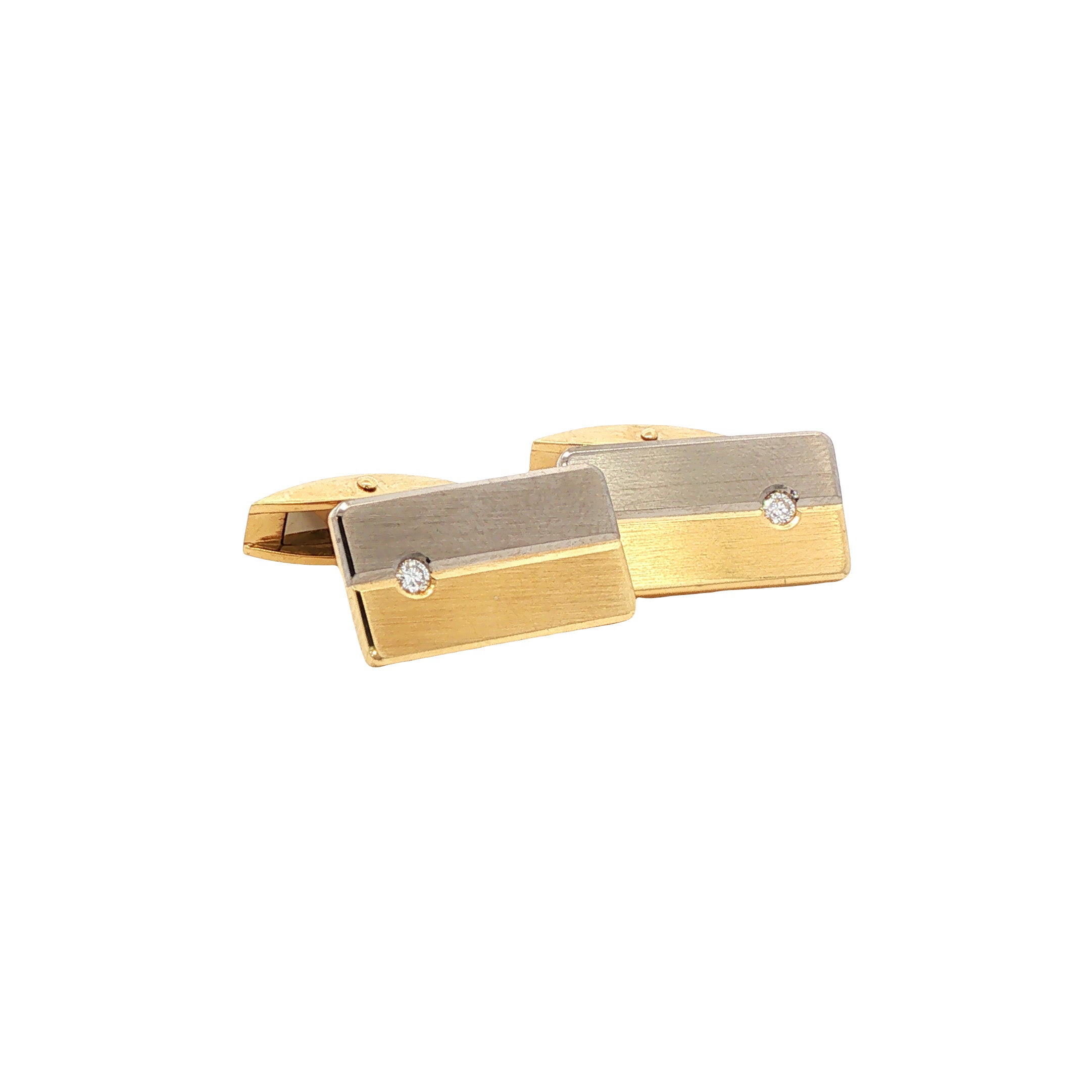 Gouden manchetknopen met diamant 18 karaat
