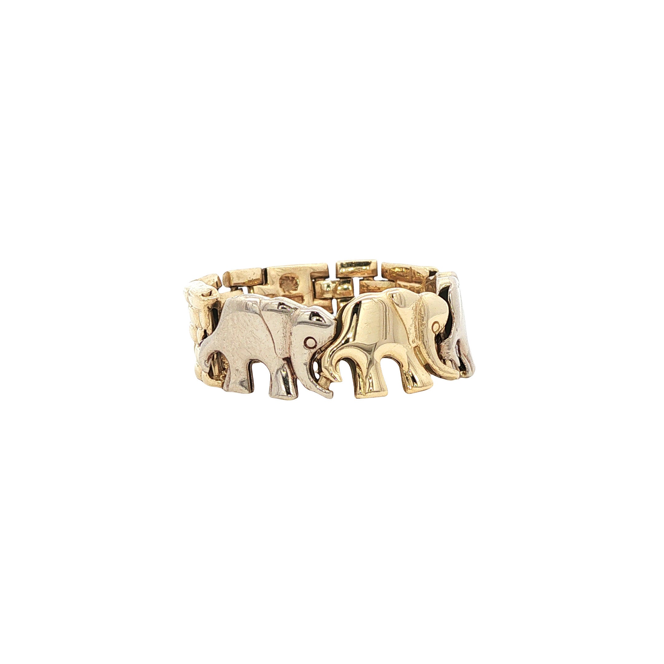 Gouden ring met olifanten 14 karaat
