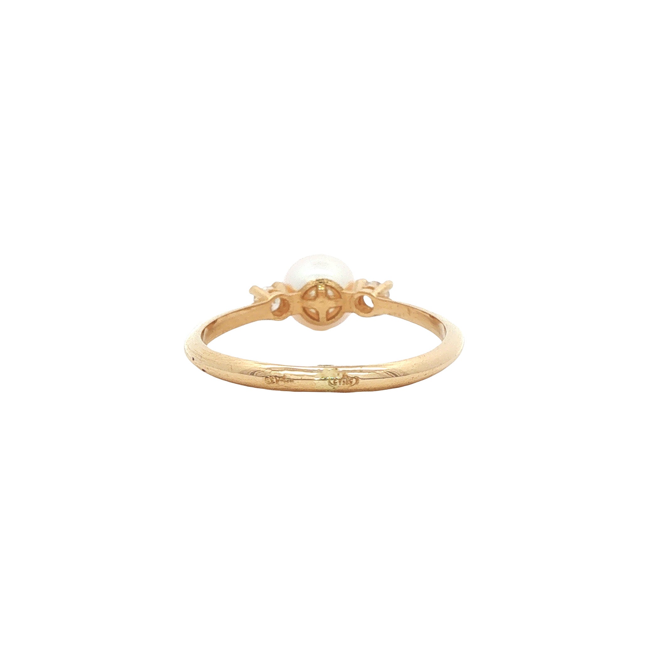Gouden ring met parel en diamant 14 karaat* nieuw