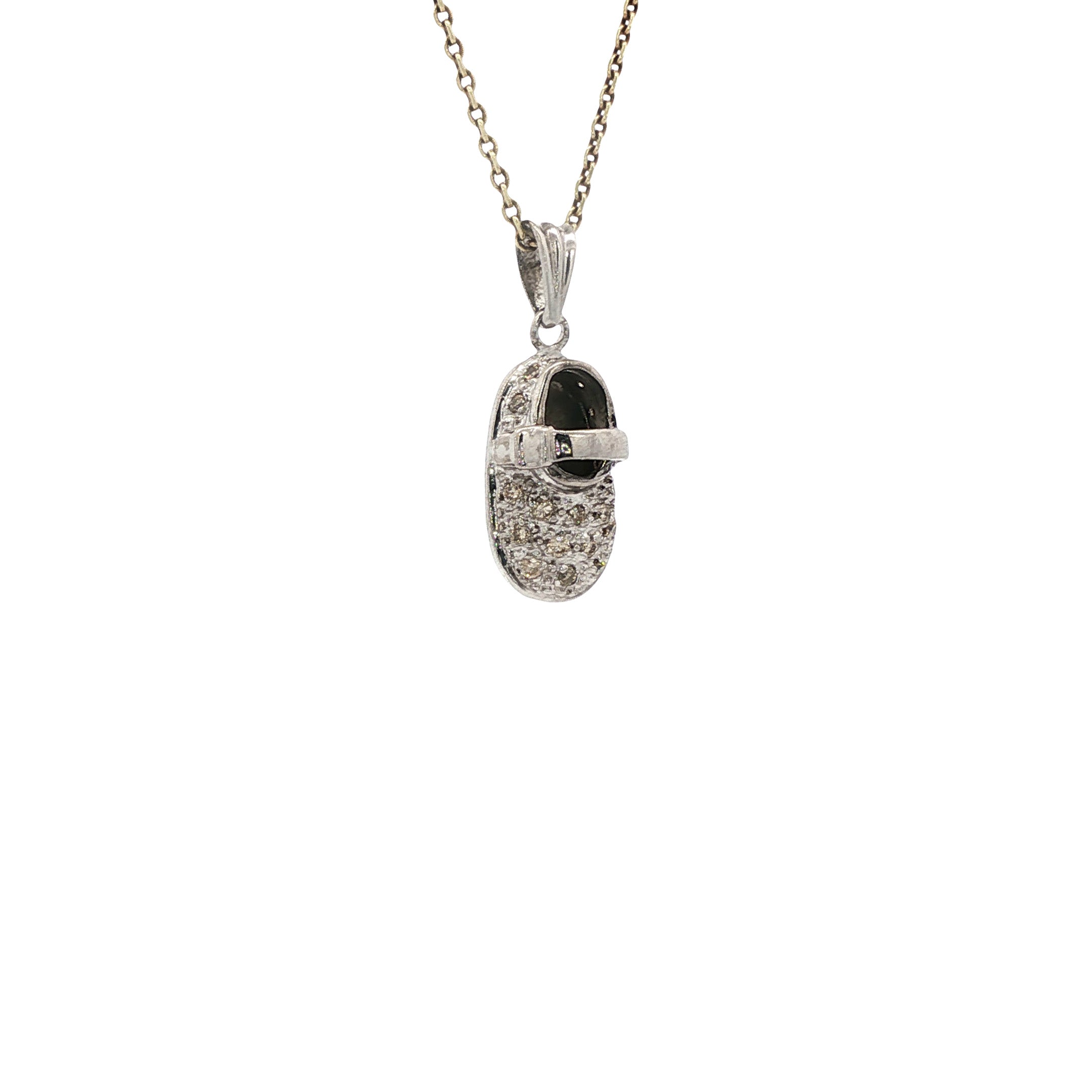 Witgouden hanger schoen met diamant 14 karaat