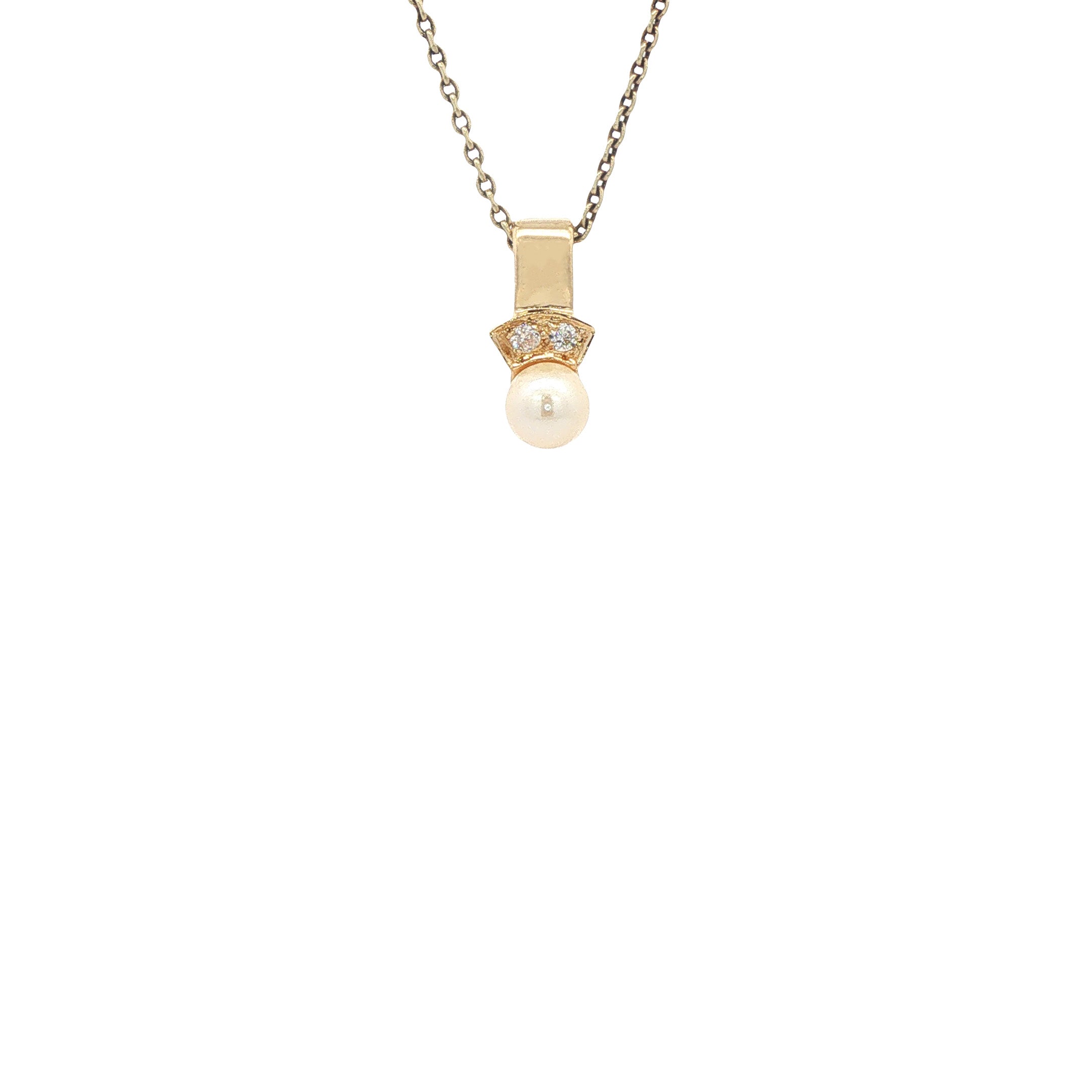 Gouden hanger parel/zirkonia 14 karaat